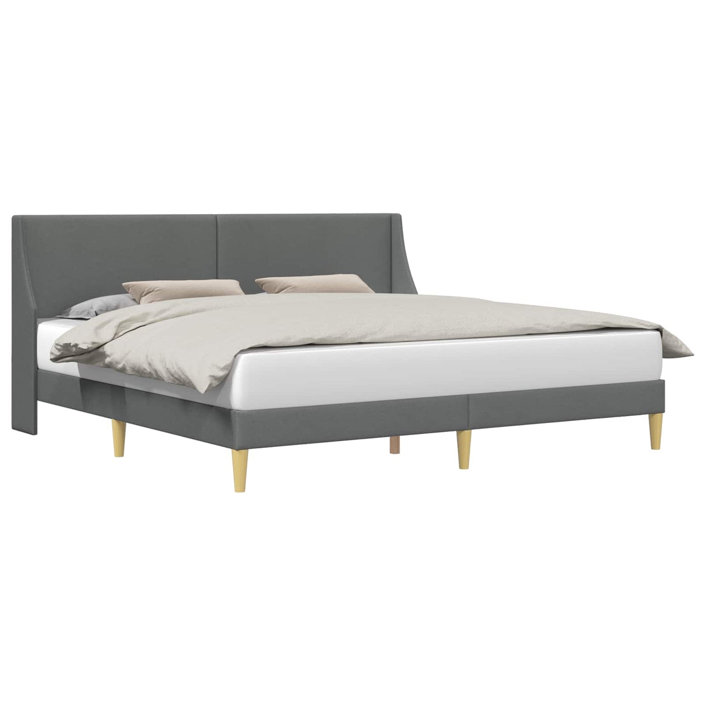 Bed Frame with Headboard Dark Grey 180 x 200 cm Fabric