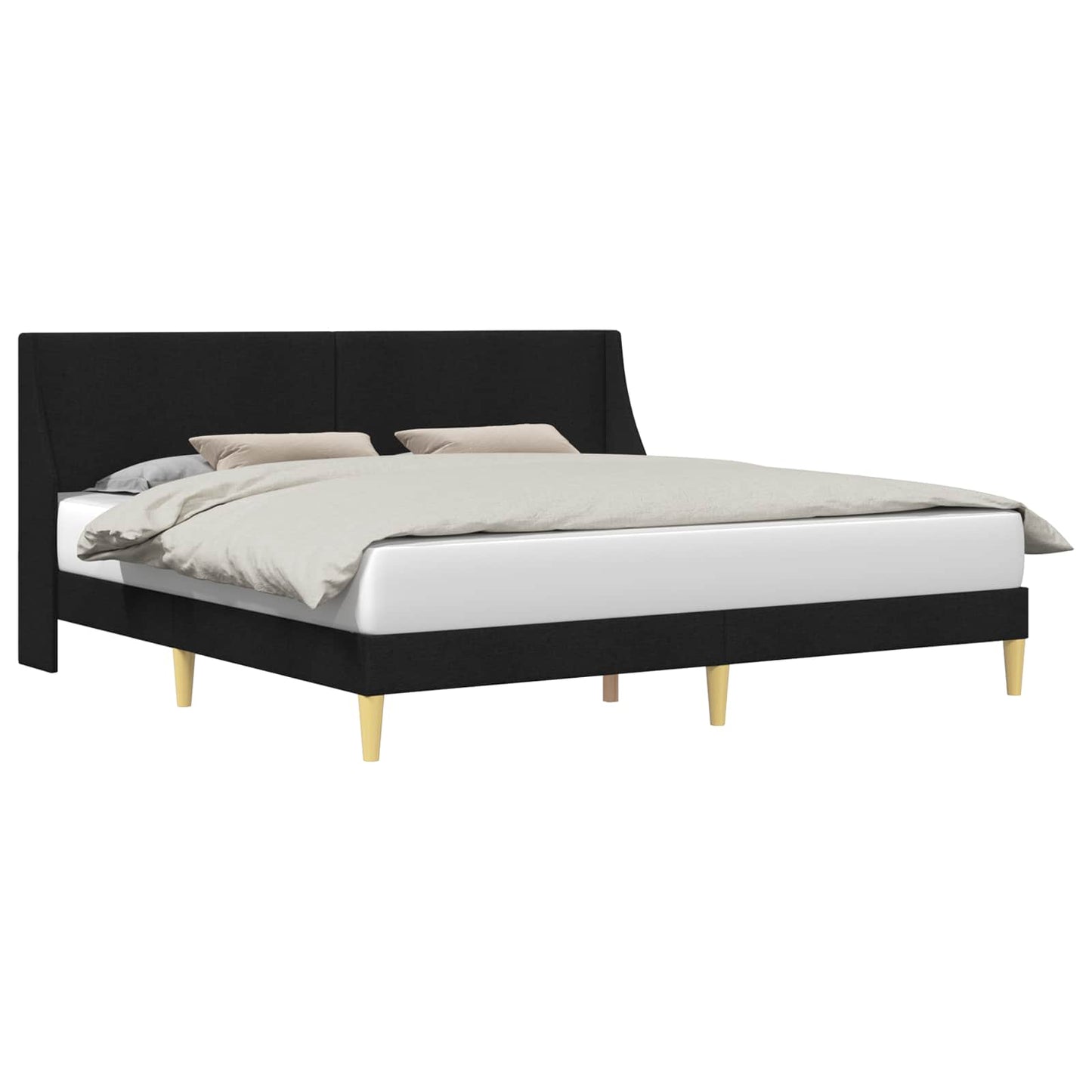 Bed Frame with Headboard Black 180 x 200 cm Fabric