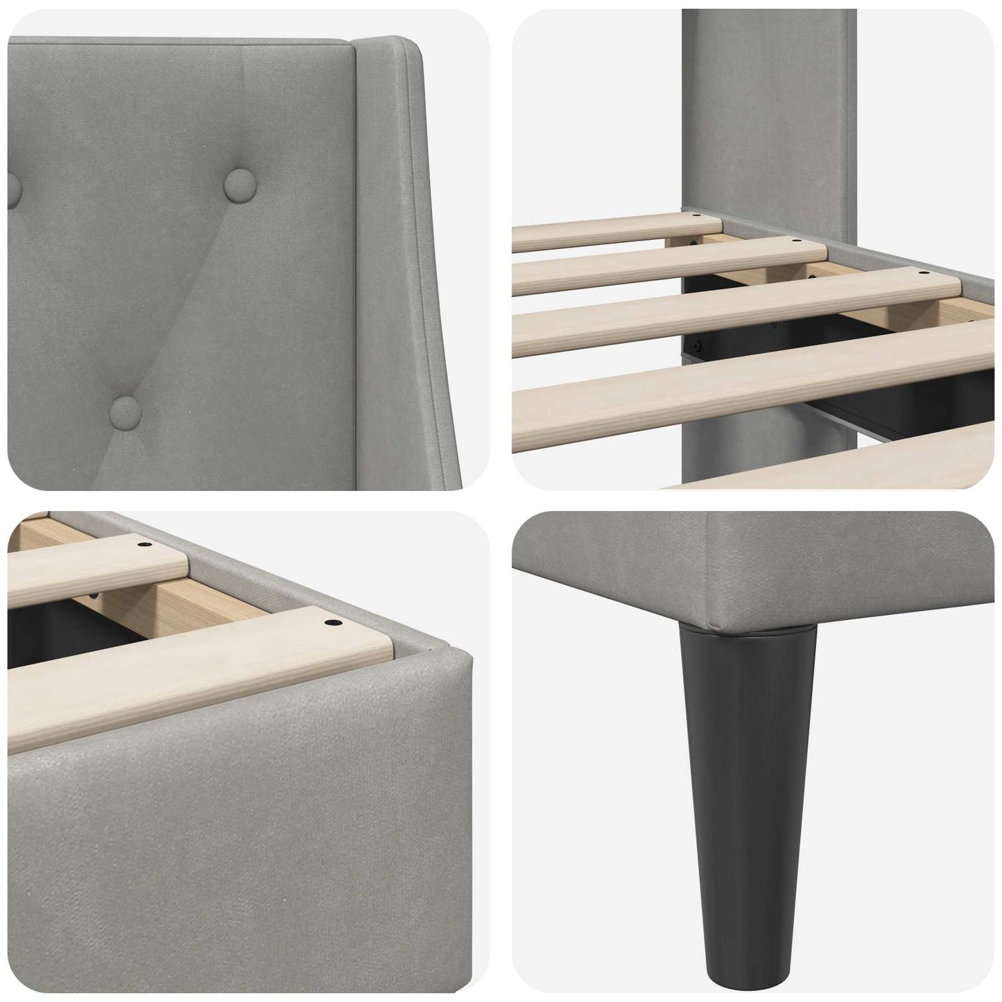 Bed Frame with Headboard Light Grey 90 x 190 cm Velvet