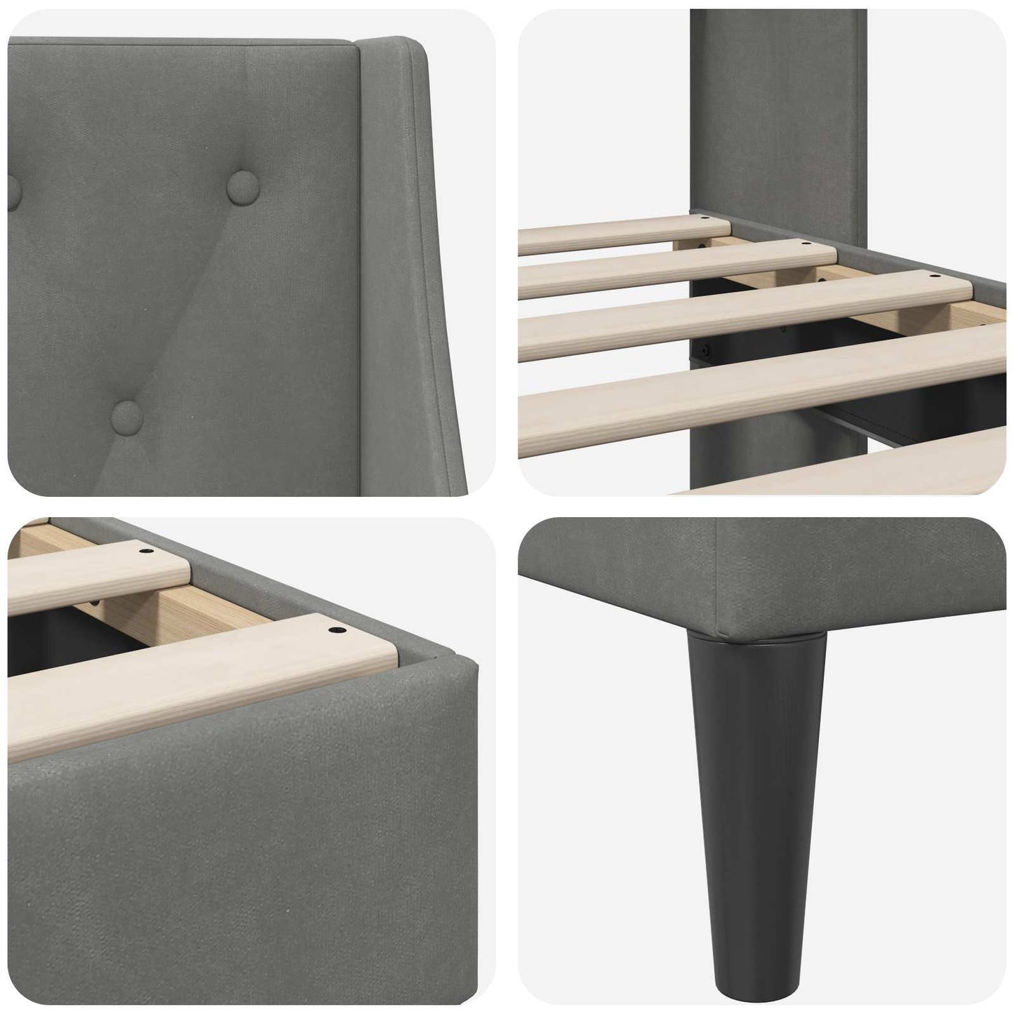 Bed Frame with Headboard Dark Grey 90 x 190 cm Velvet