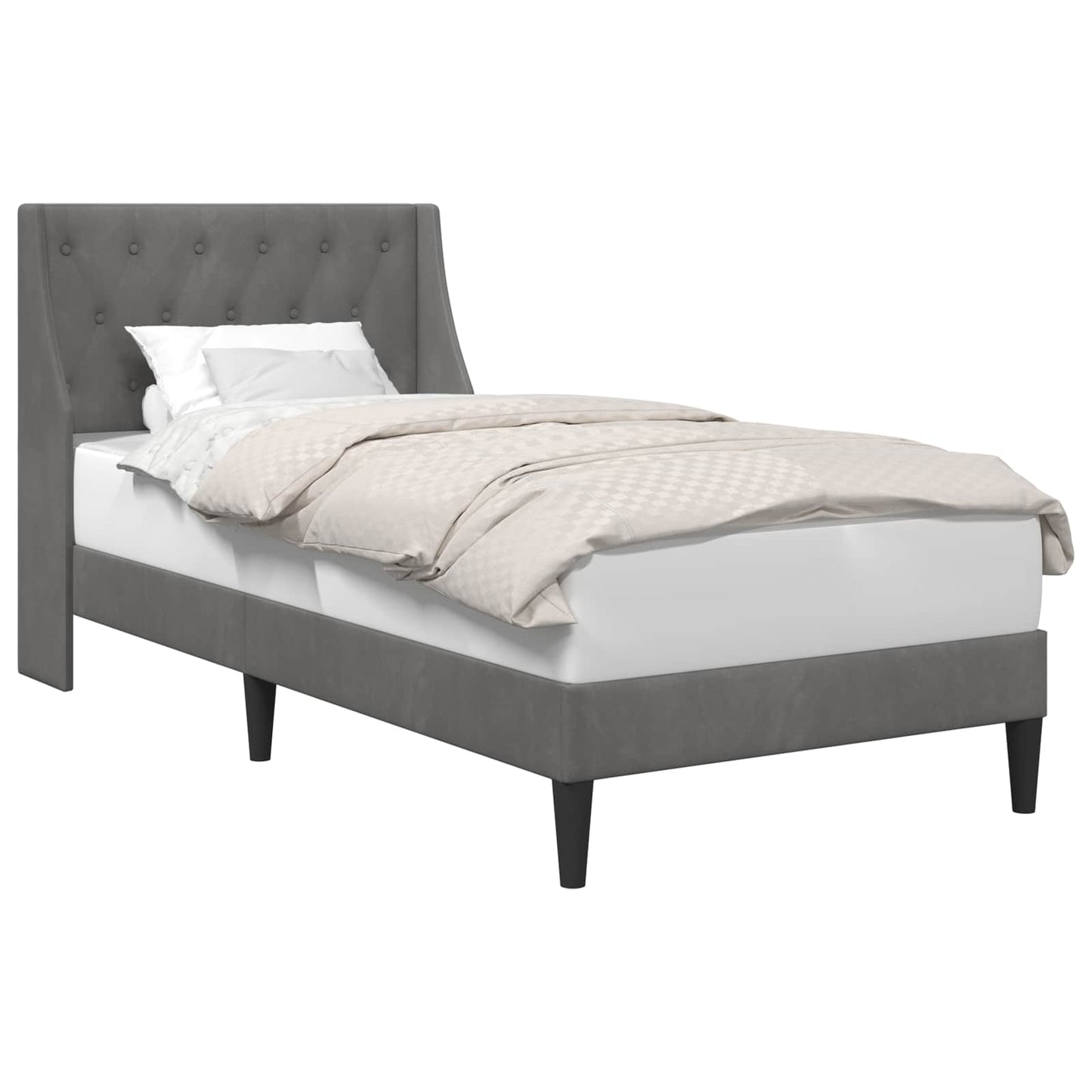 Bed Frame with Headboard Dark Grey 90 x 190 cm Velvet