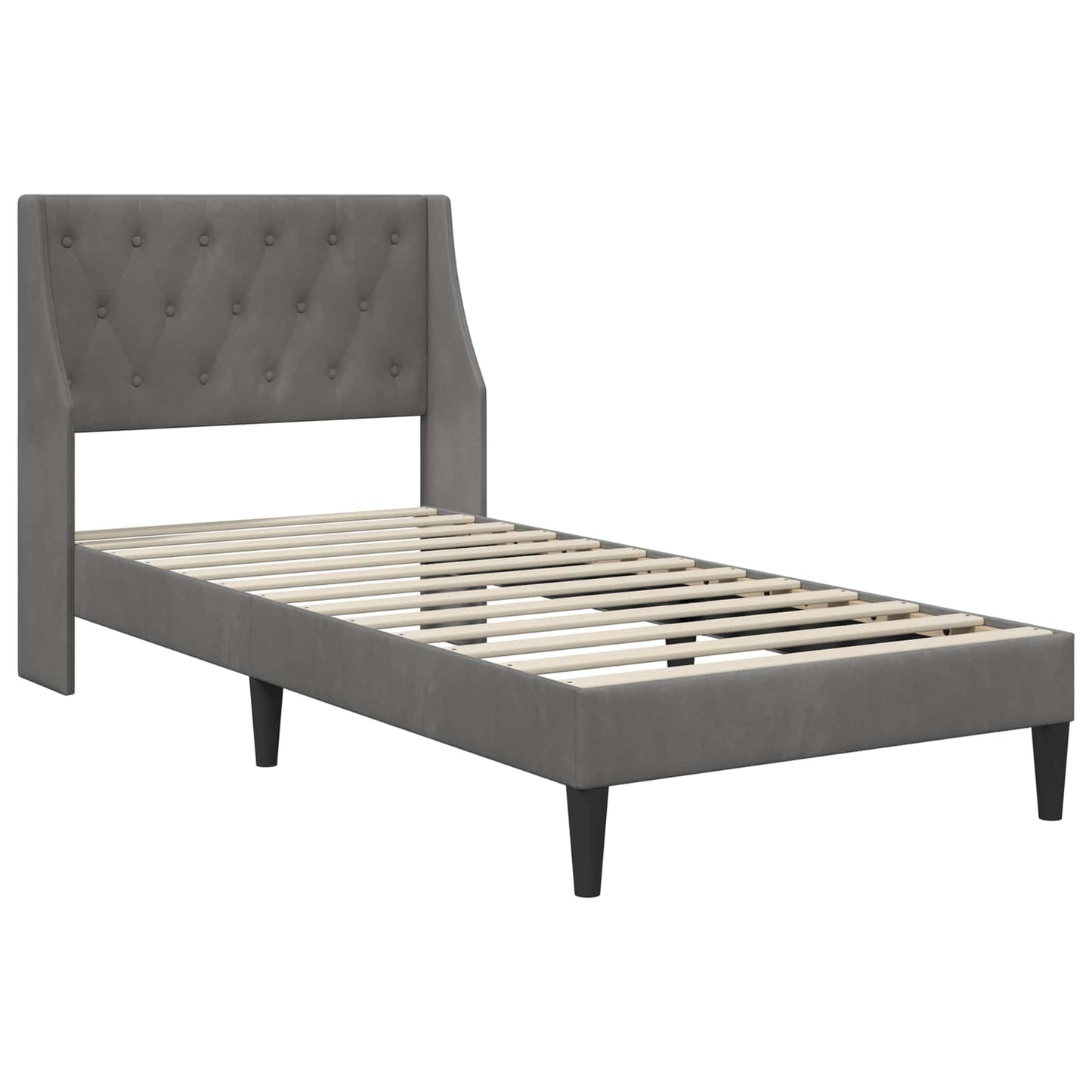 Bed Frame with Headboard Dark Grey 90 x 190 cm Velvet