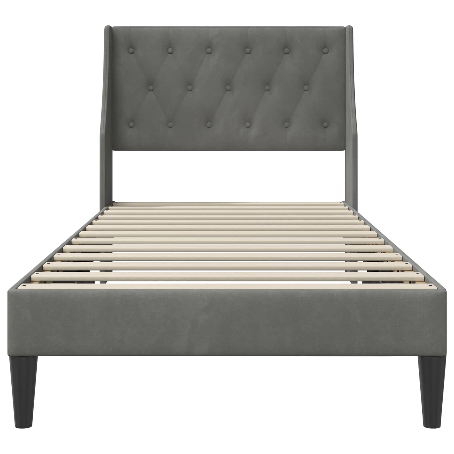 Bed Frame with Headboard Dark Grey 90 x 190 cm Velvet