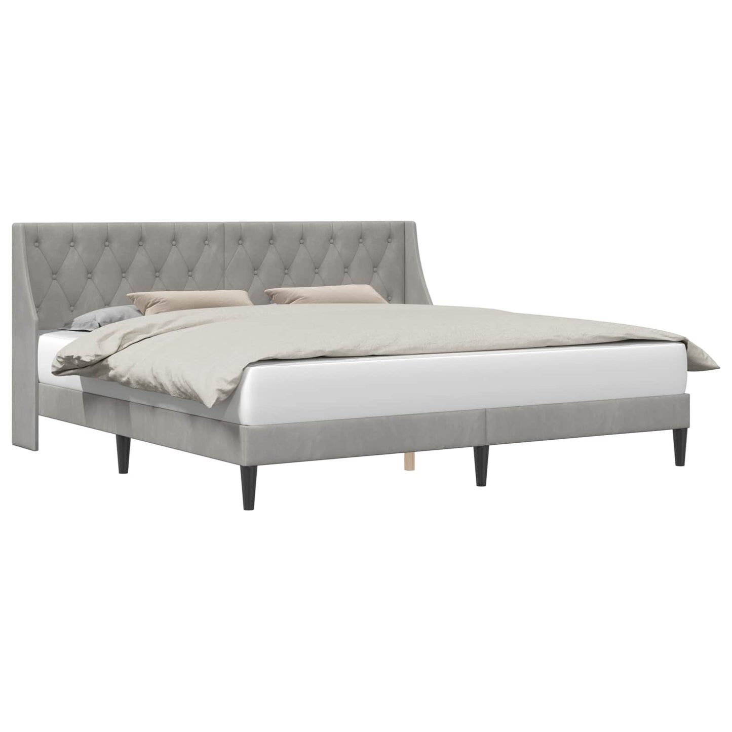 Bed Frame with Headboard Light Grey 180 x 200 cm Velvet