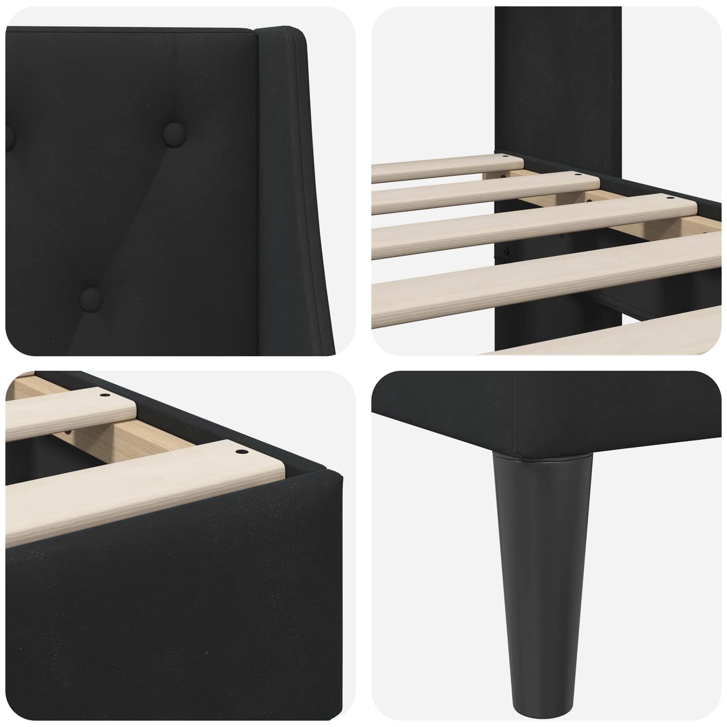 Bed Frame with Headboard Black 180 x 200 cm Velvet