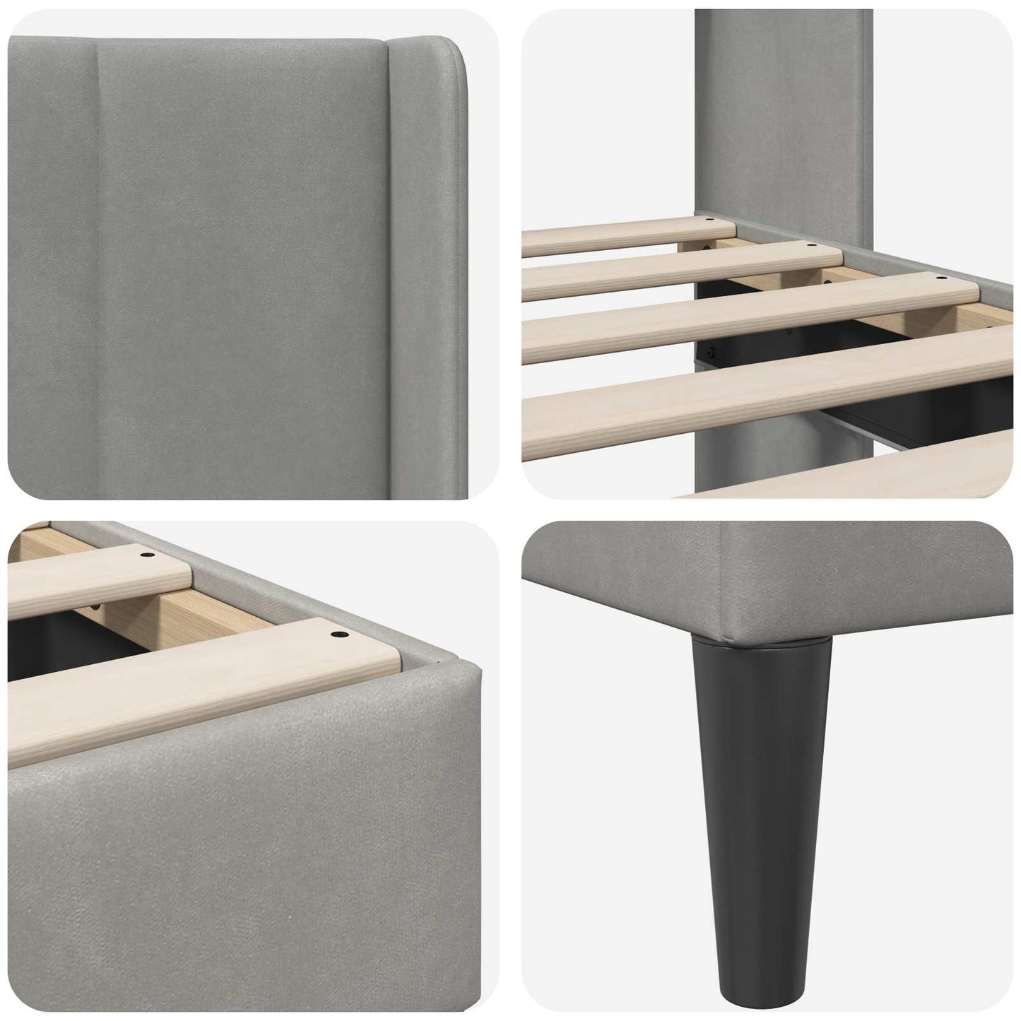 Bed Frame with Headboard Light Grey 90 x 190 cm Velvet