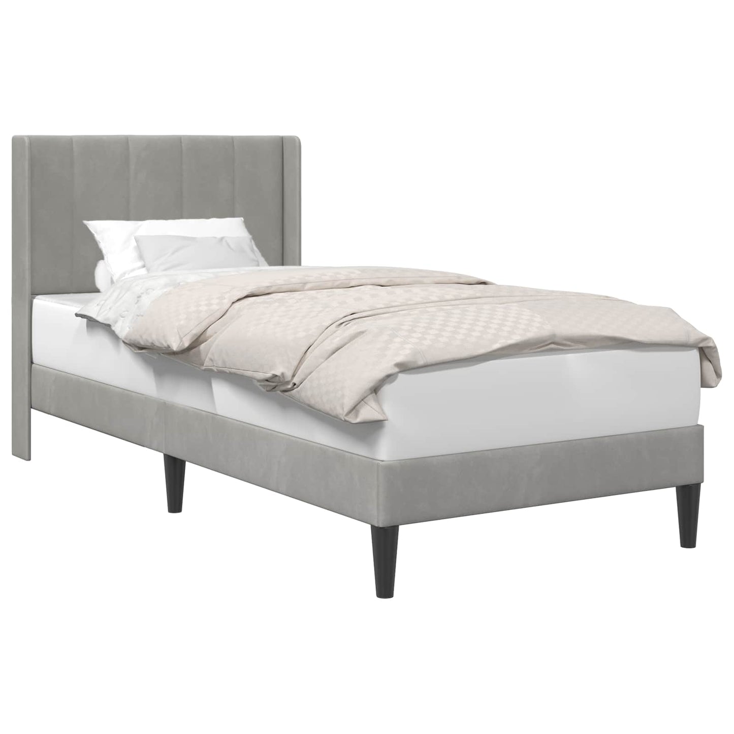 Bed Frame with Headboard Light Grey 90 x 190 cm Velvet