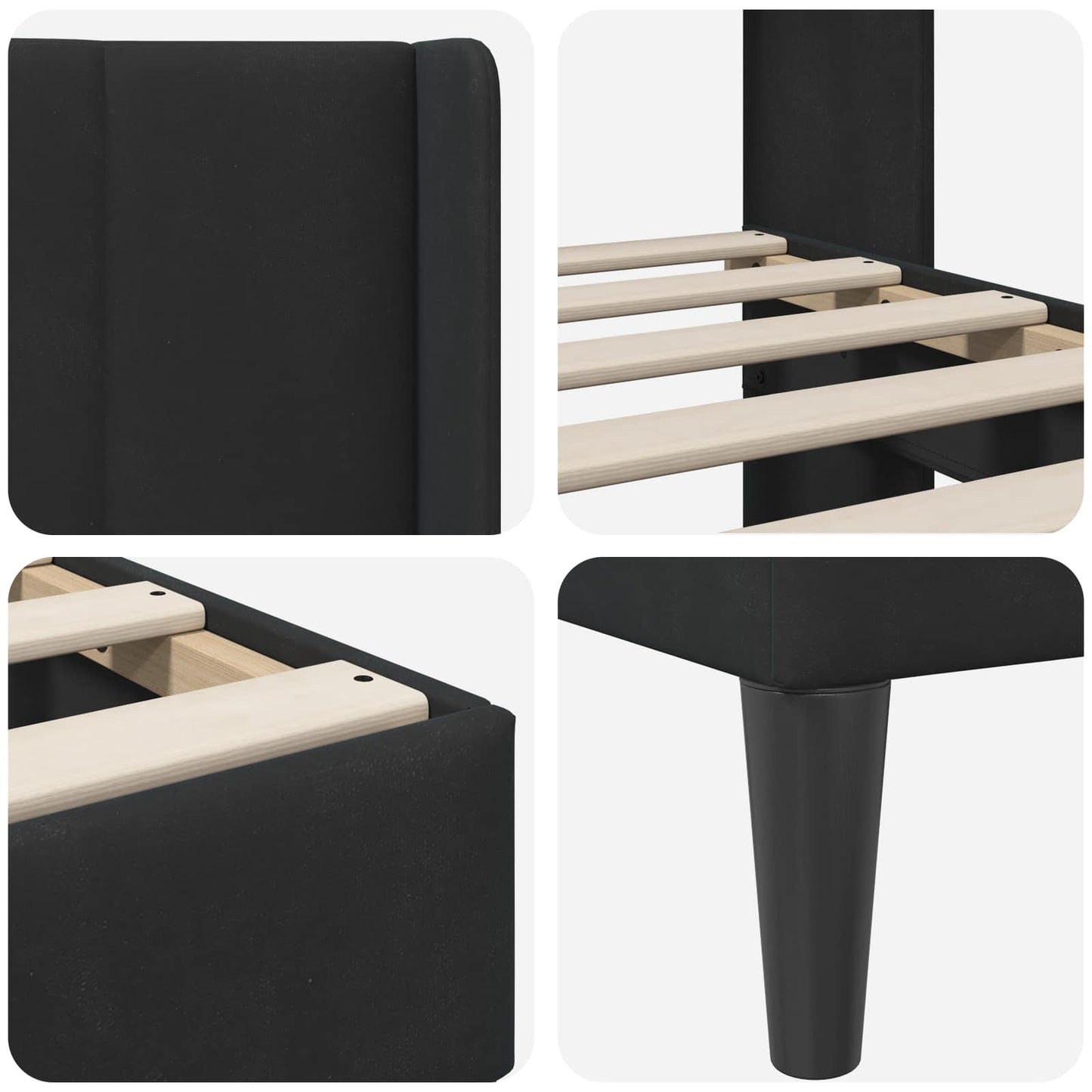 Bed Frame with Headboard Black 90 x 190 cm Velvet