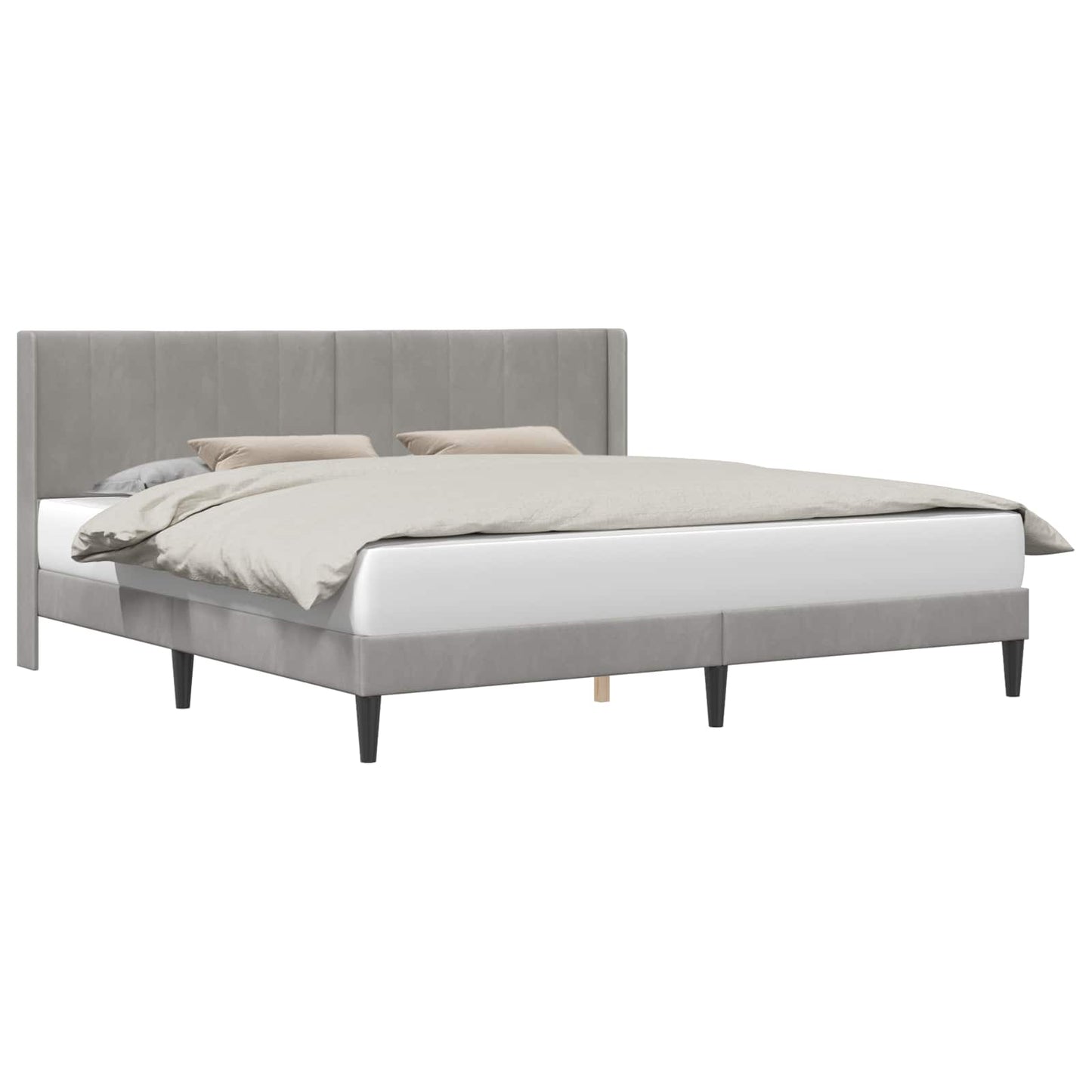 Bed Frame with Headboard Light Grey 180 x 200 cm Velvet