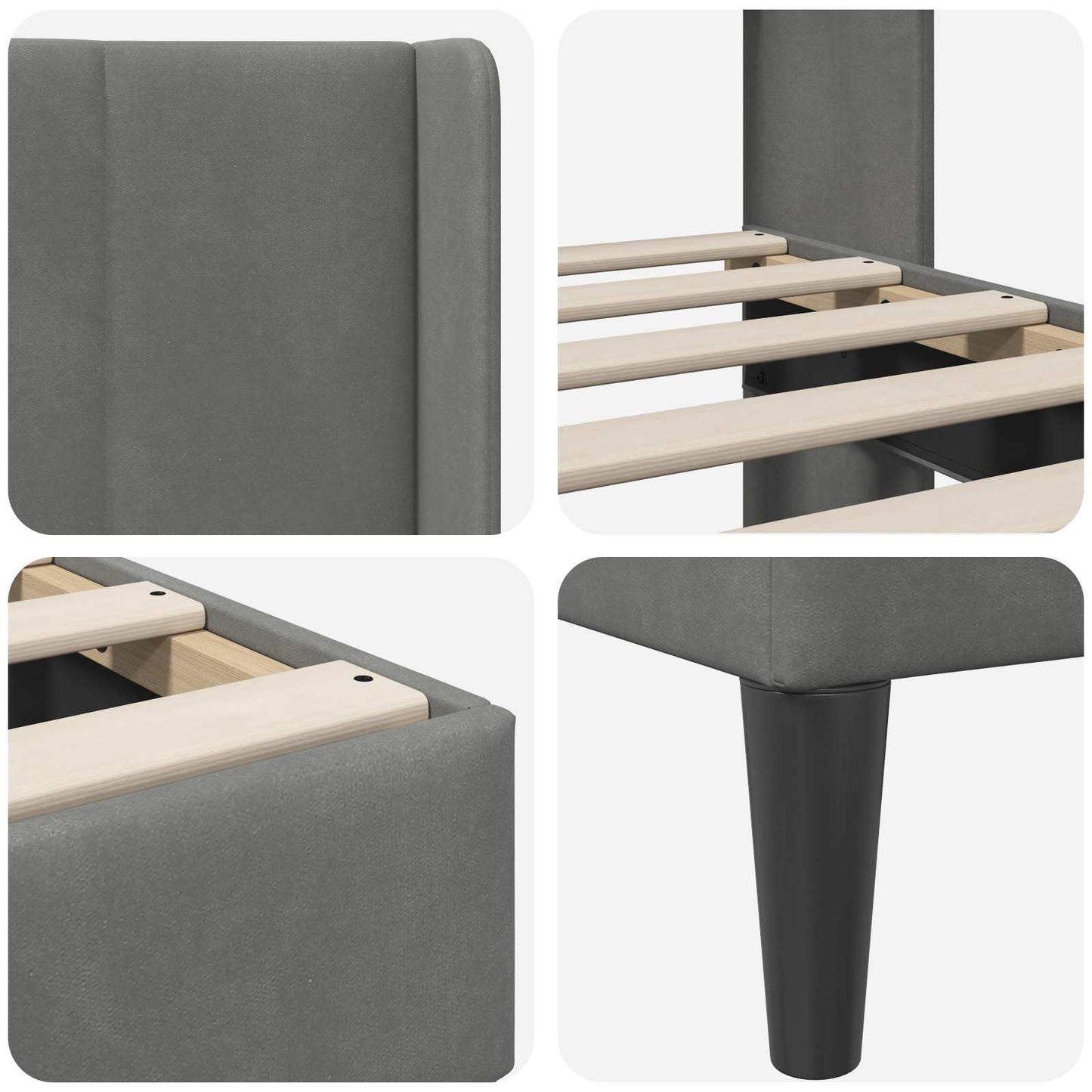Bed Frame with Headboard Dark Grey 180 x 200 cm Velvet