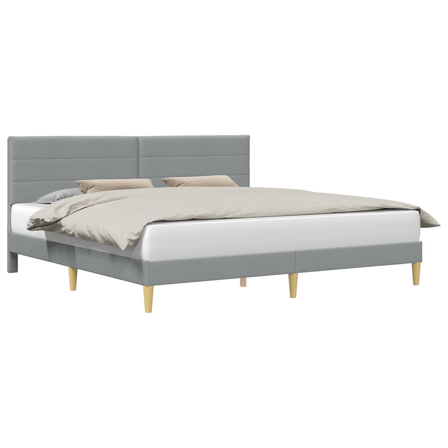Bed Frame with Headboard Light Grey 180 x 200 cm Fabric