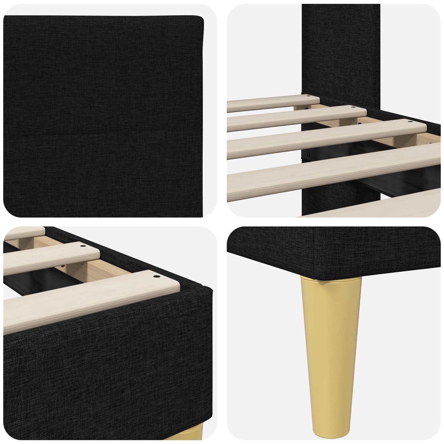 Bed Frame with Headboard Black 180 x 200 cm Fabric