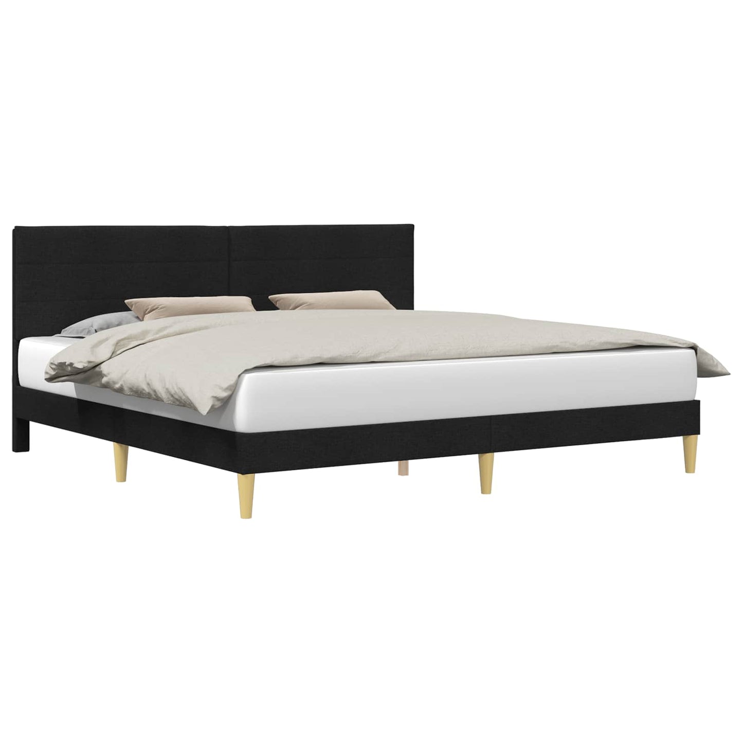 Bed Frame with Headboard Black 180 x 200 cm Fabric