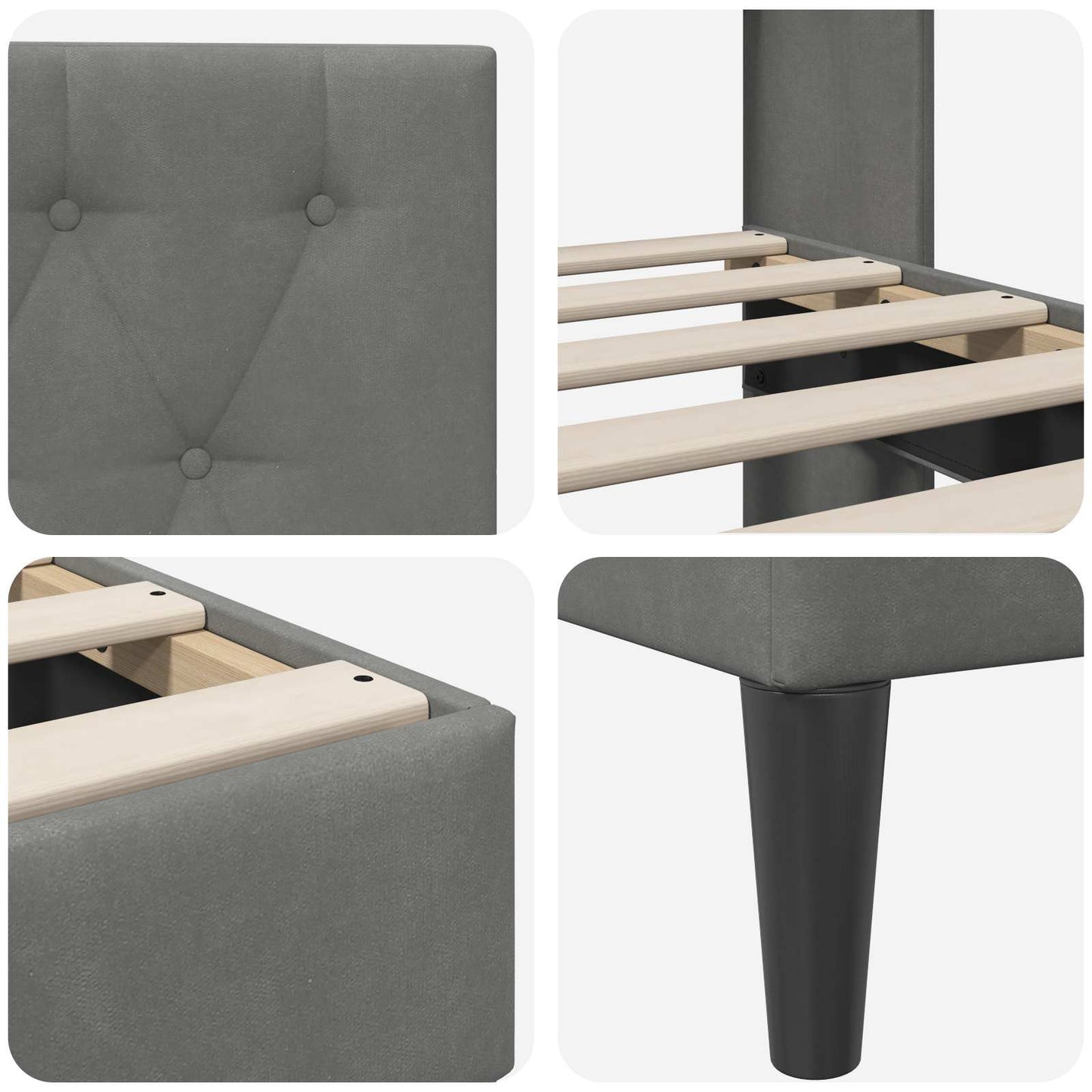Bed Frame with Headboard Dark Grey 180 x 200 cm Velvet