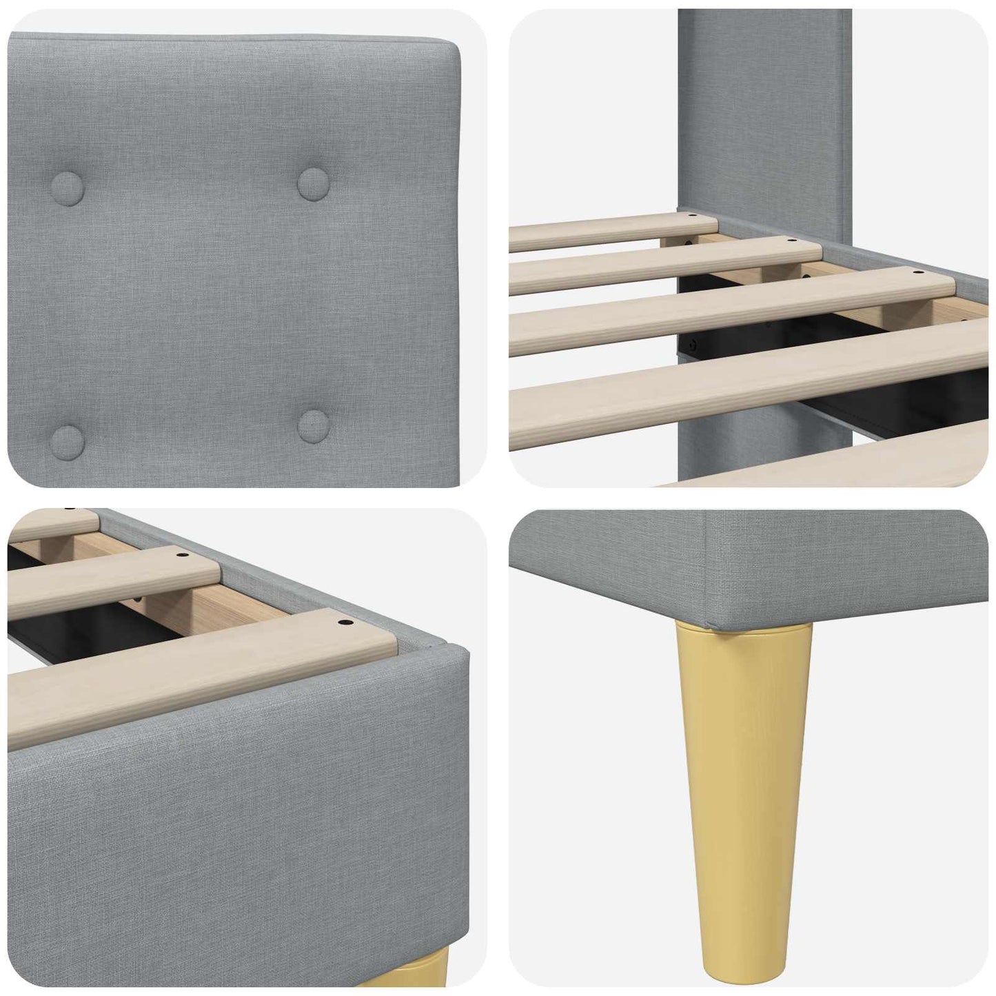 Bed Frame with Headboard Light Grey 180 x 200 cm Fabric