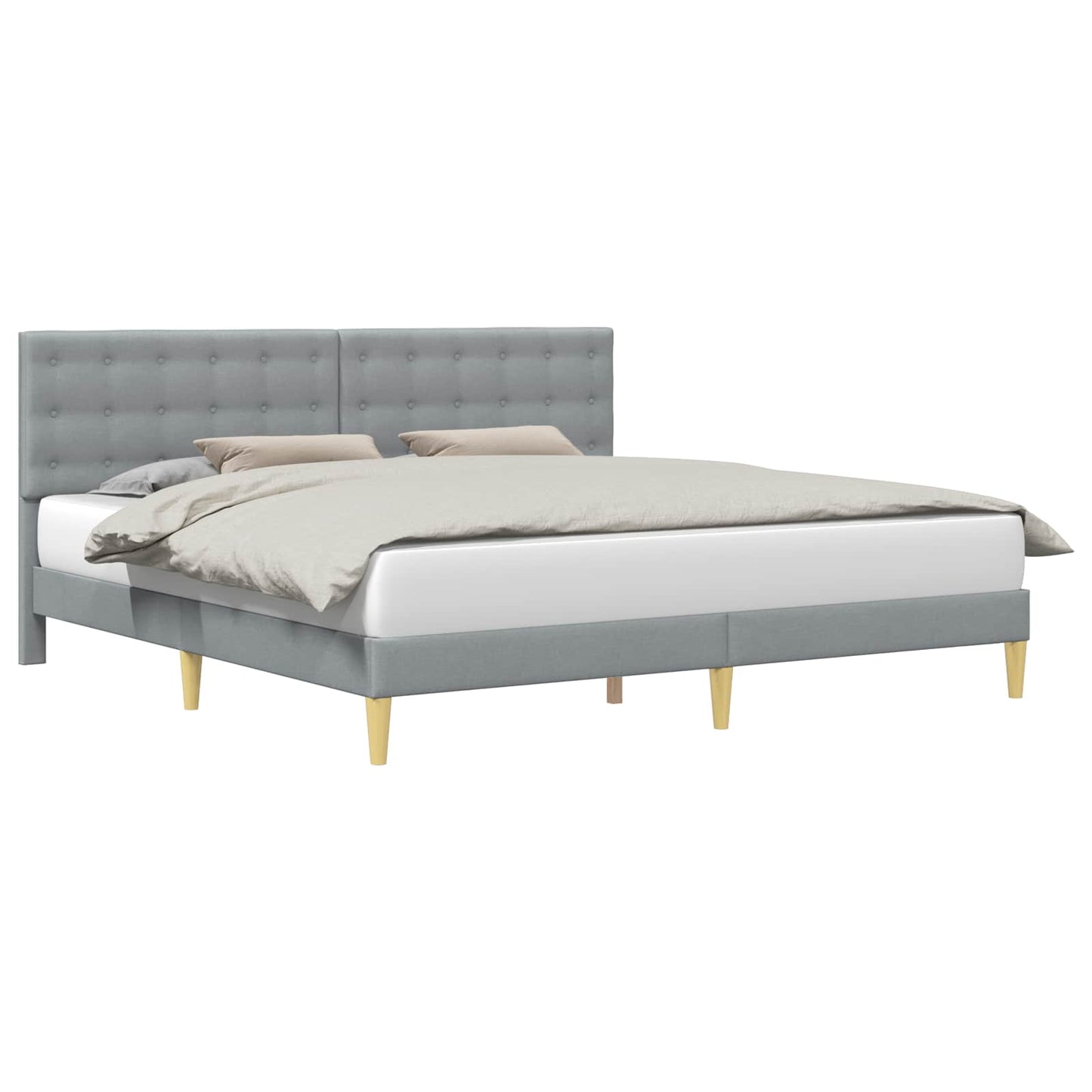 Bed Frame with Headboard Light Grey 180 x 200 cm Fabric
