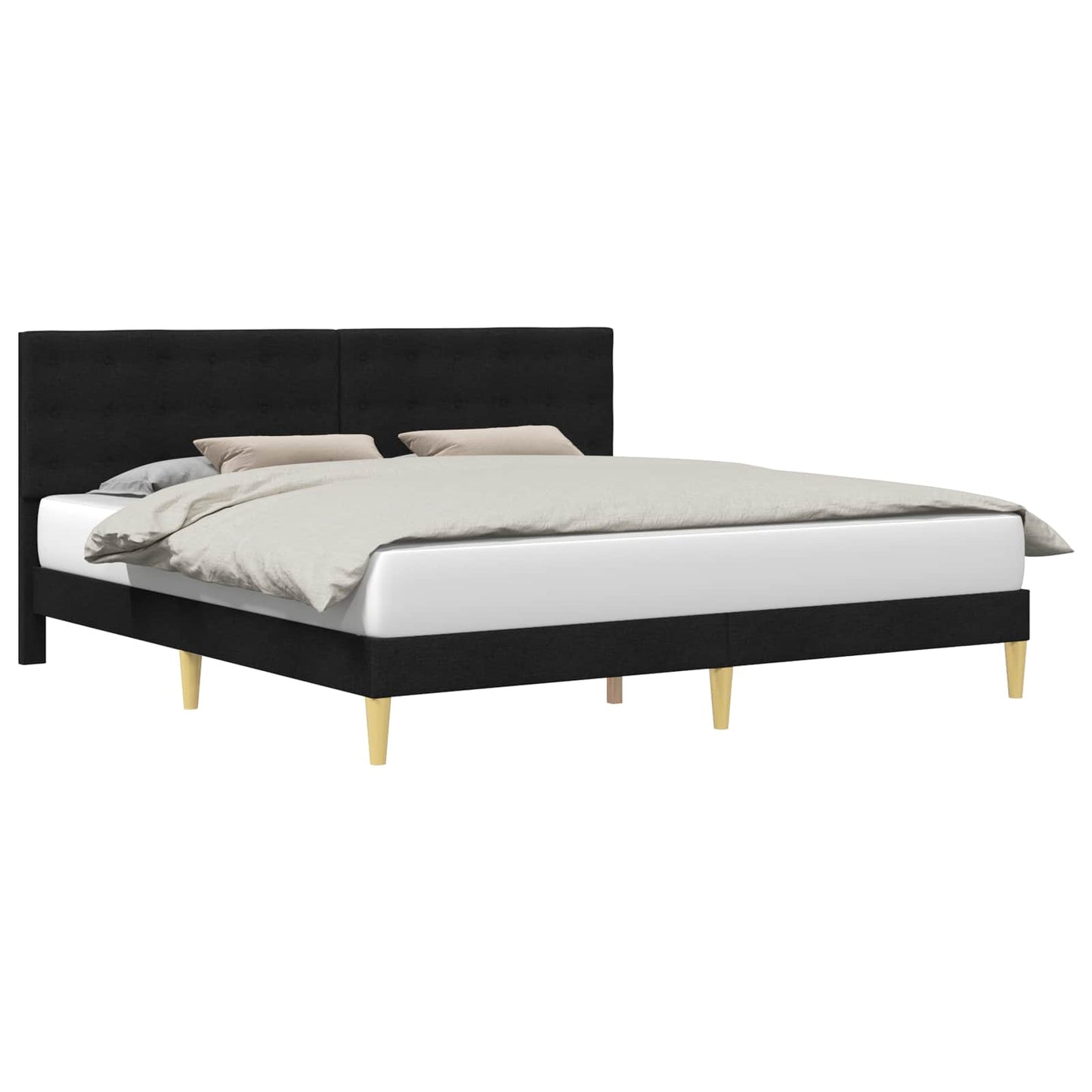 Bed Frame with Headboard Black 180 x 200 cm Fabric