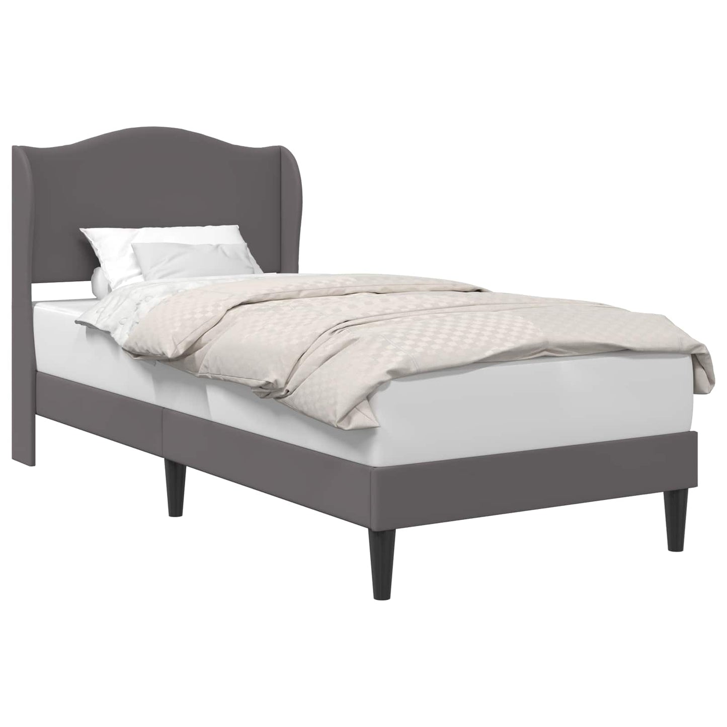 Bed Frame with Headboard Grey 90 x 190 cm Faux Leather