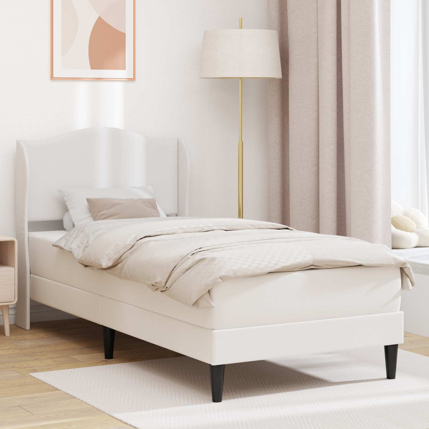 Bed Frame with Headboard White 90 x 190 cm Faux Leather
