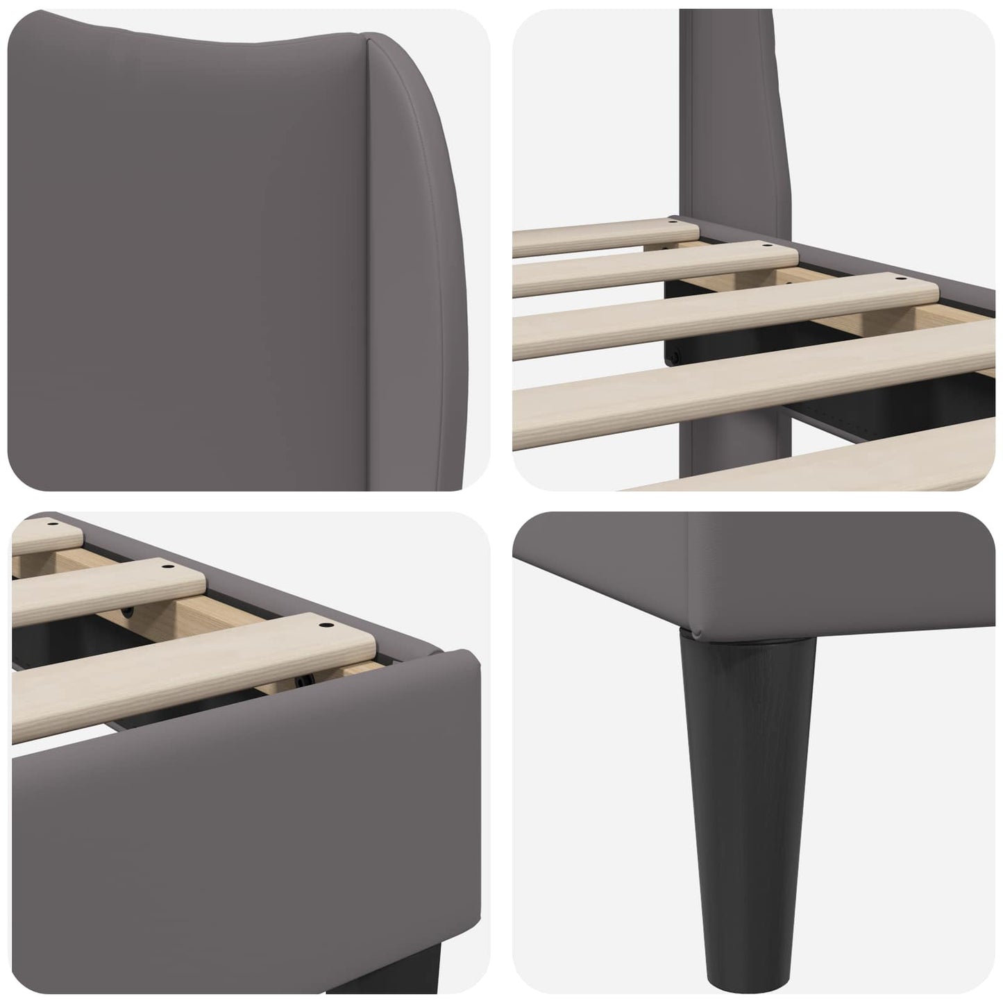Bed Frame with Headboard Grey 180 x 200 cm Faux Leather