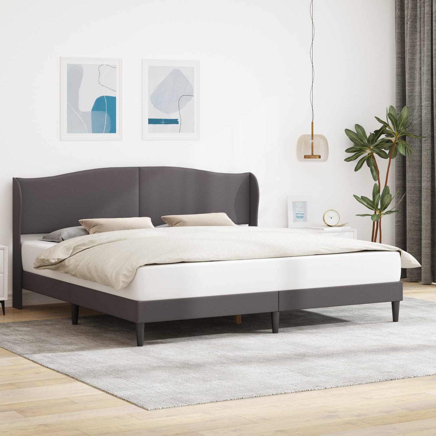 Bed Frame with Headboard Grey 180 x 200 cm Faux Leather
