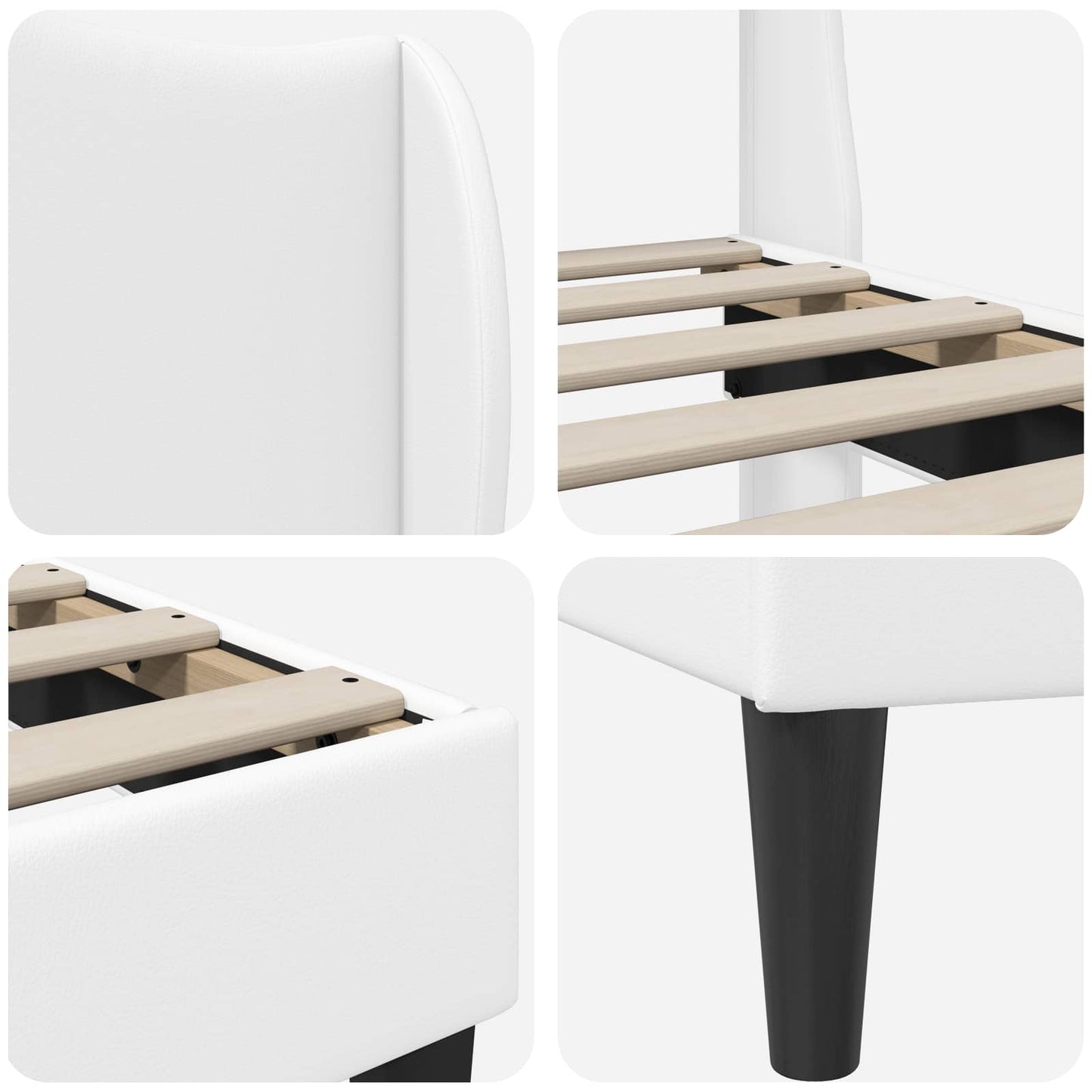 Bed Frame with Headboard White 180 x 200 cm Faux Leather