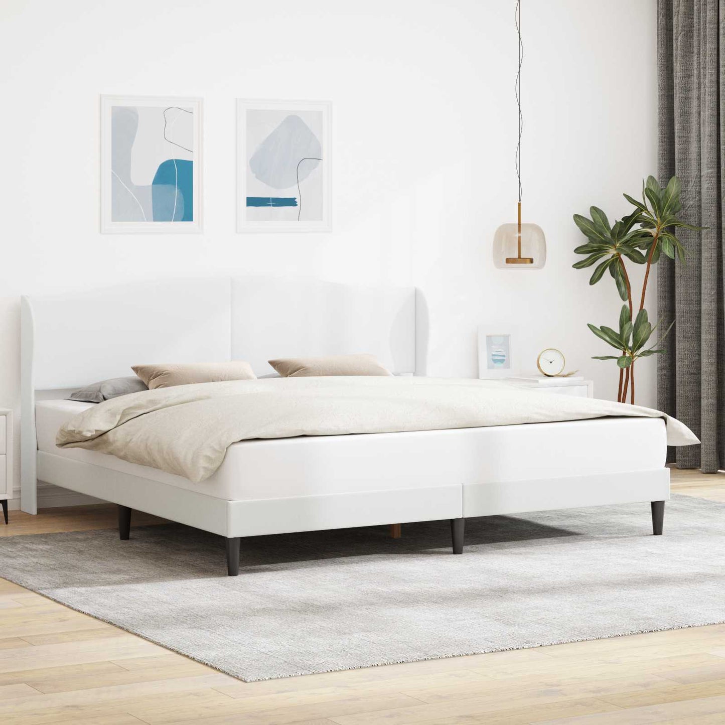 Bed Frame with Headboard White 180 x 200 cm Faux Leather