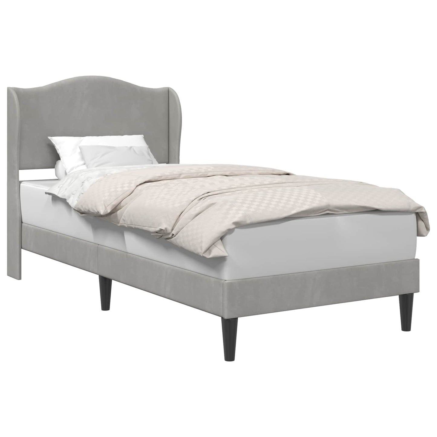 Bed Frame with Headboard Light Grey 90 x 190 cm Velvet