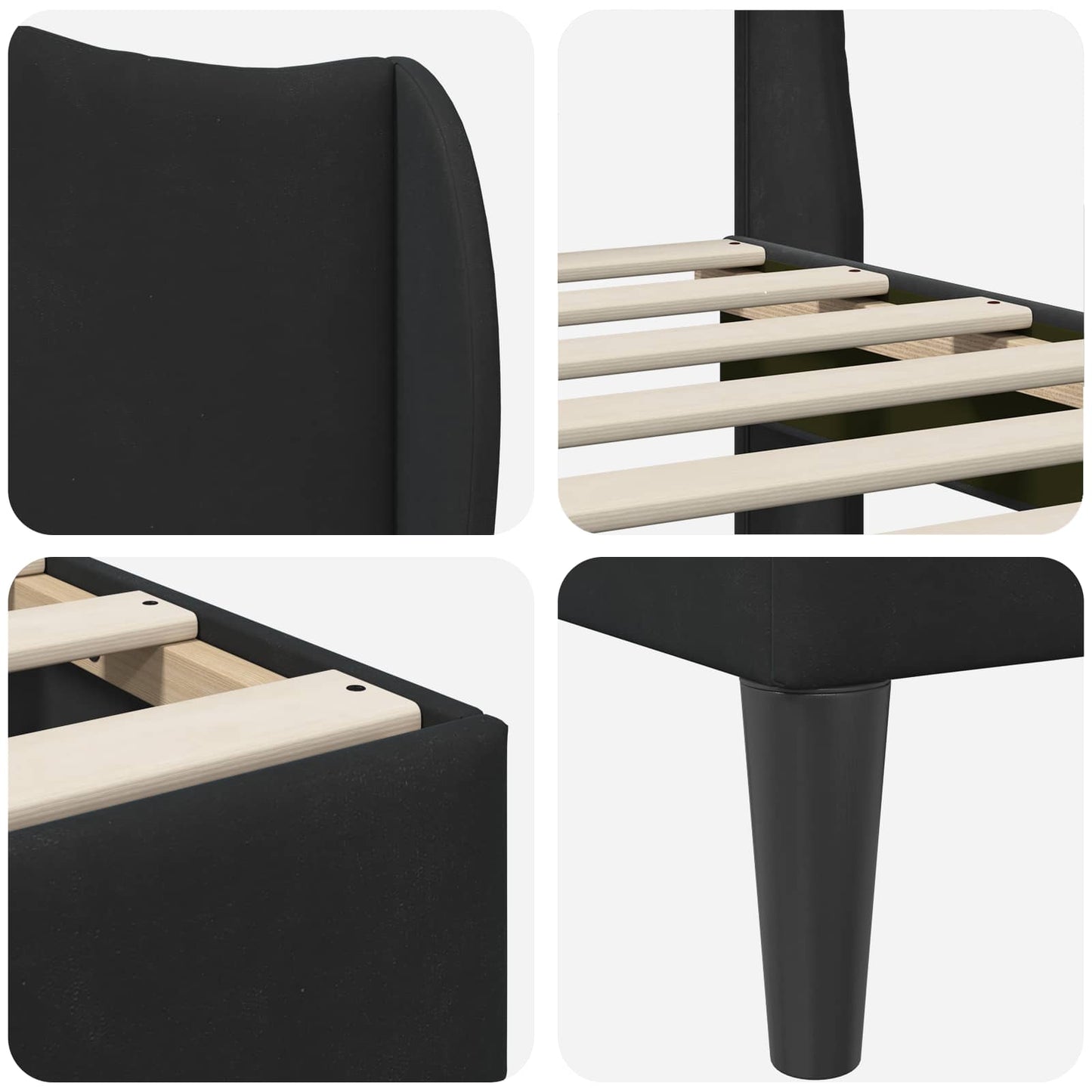 Bed Frame with Headboard Black 90 x 190 cm Velvet