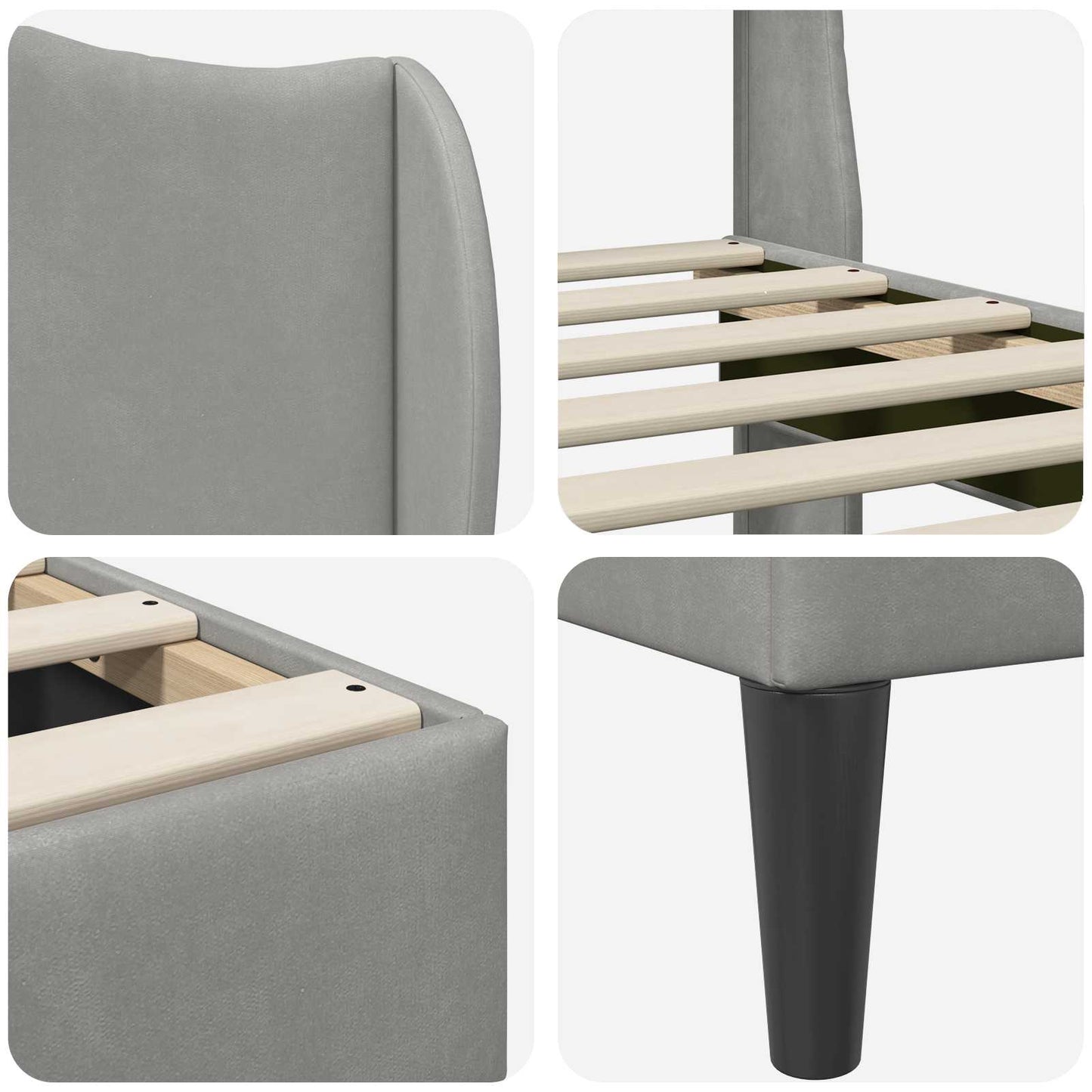 Bed Frame with Headboard Light Grey 180 x 200 cm Velvet