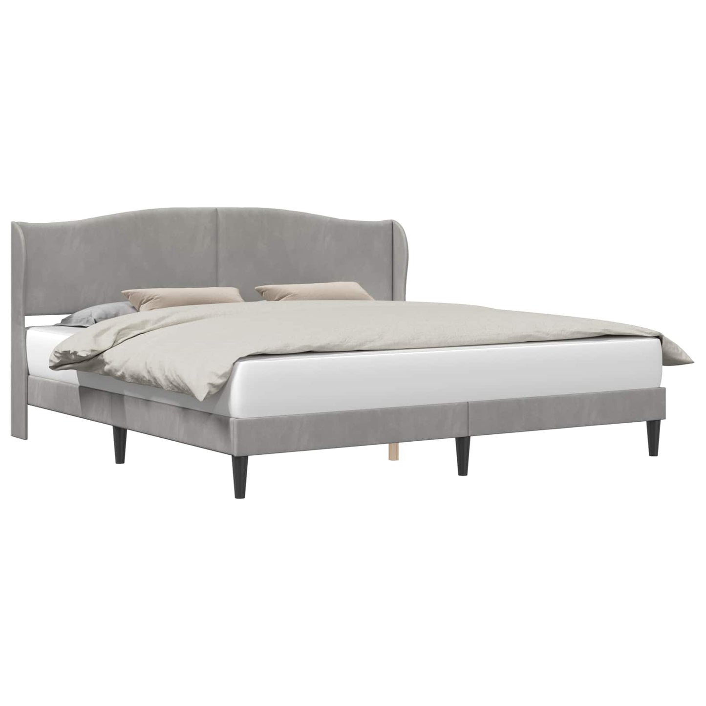Bed Frame with Headboard Light Grey 180 x 200 cm Velvet