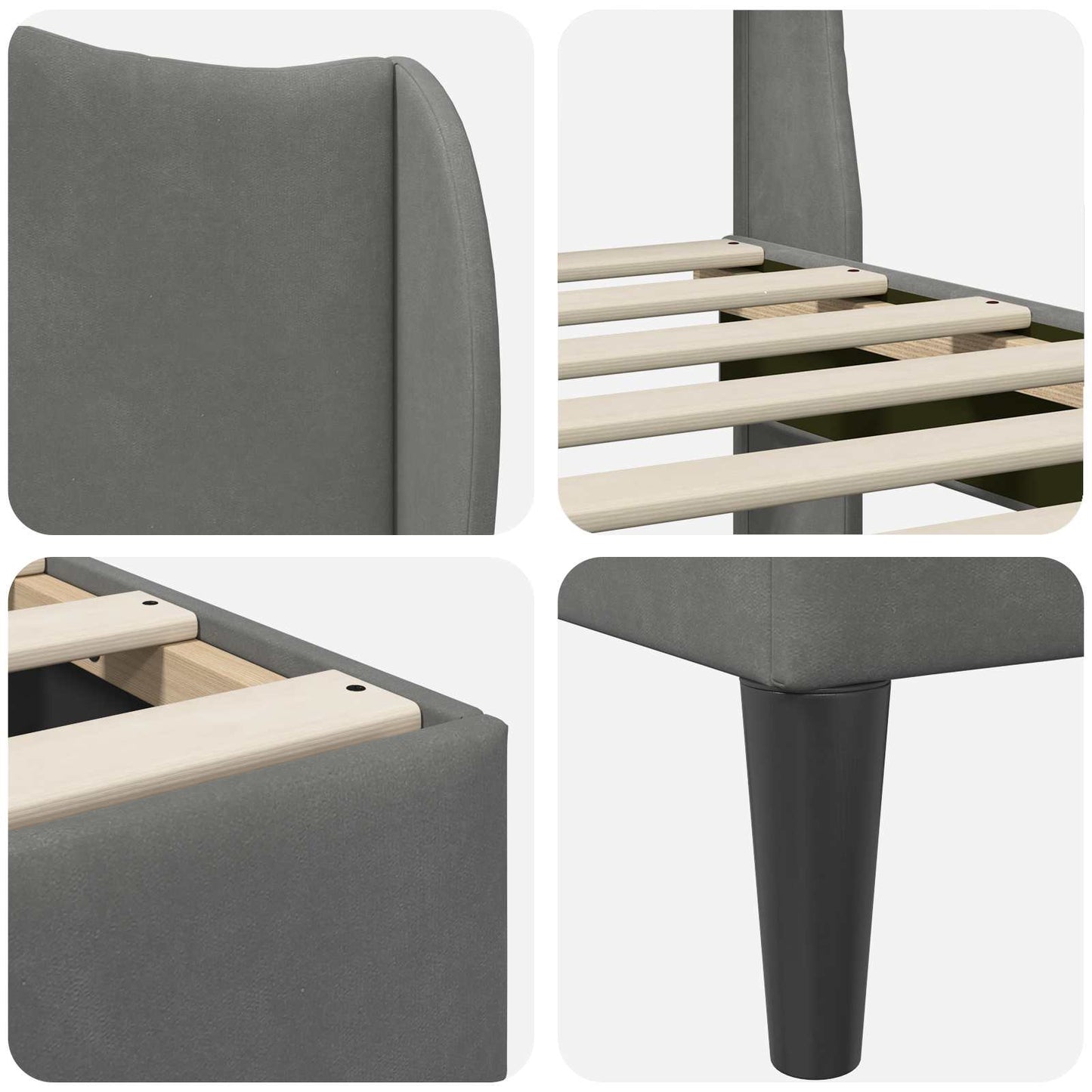 Bed Frame with Headboard Dark Grey 180 x 200 cm Velvet