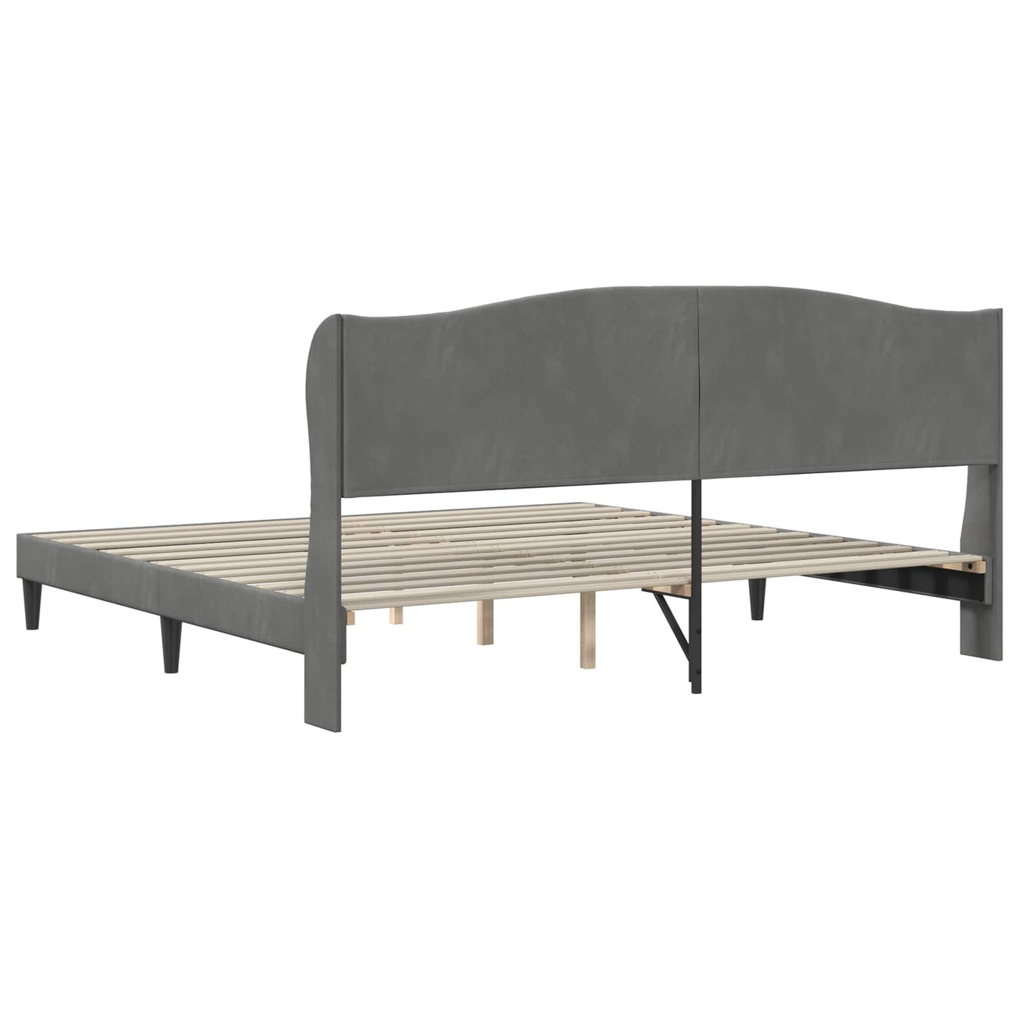 Bed Frame with Headboard Dark Grey 180 x 200 cm Velvet