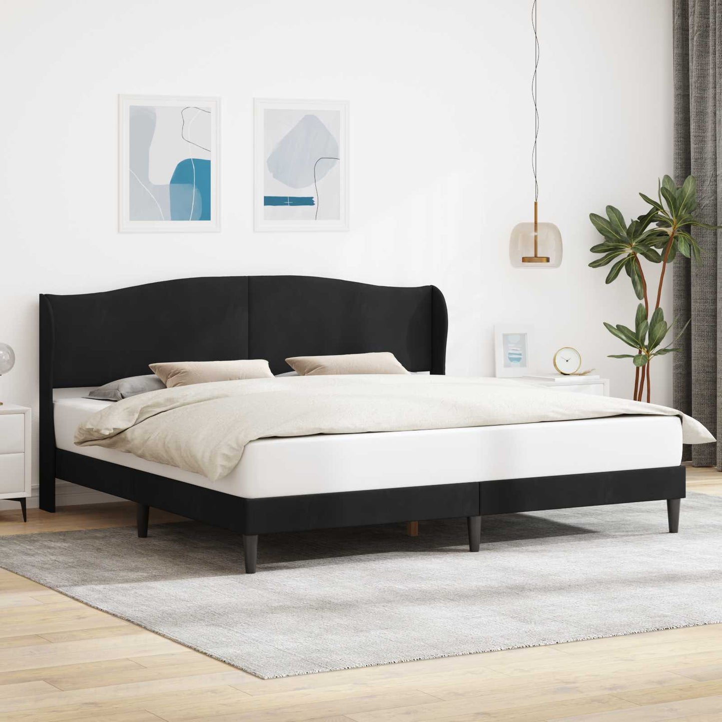 Bed Frame with Headboard Black 180 x 200 cm Velvet