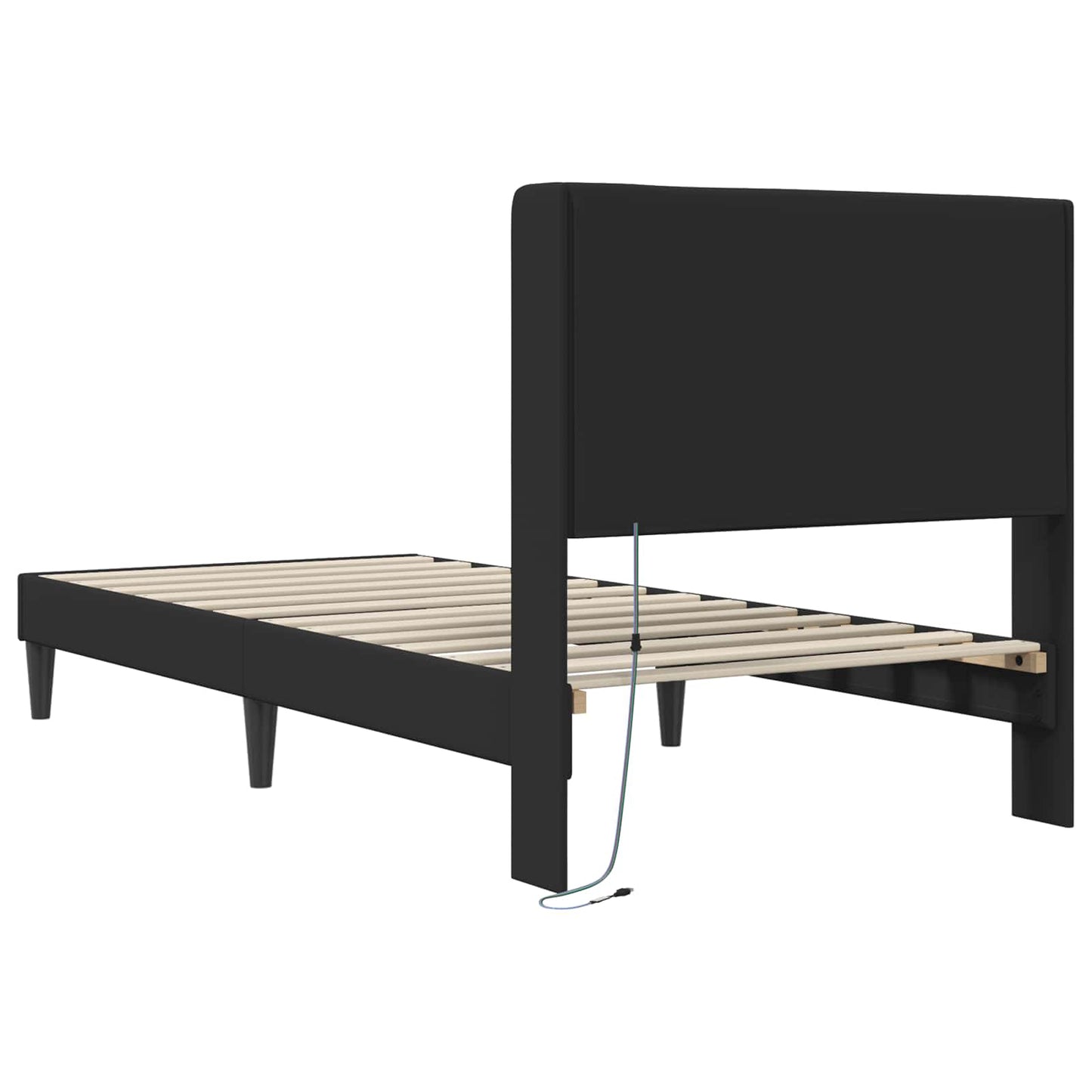 Bed Frame with LED Strip Lights Black 90 x 190 cm Faux Leather