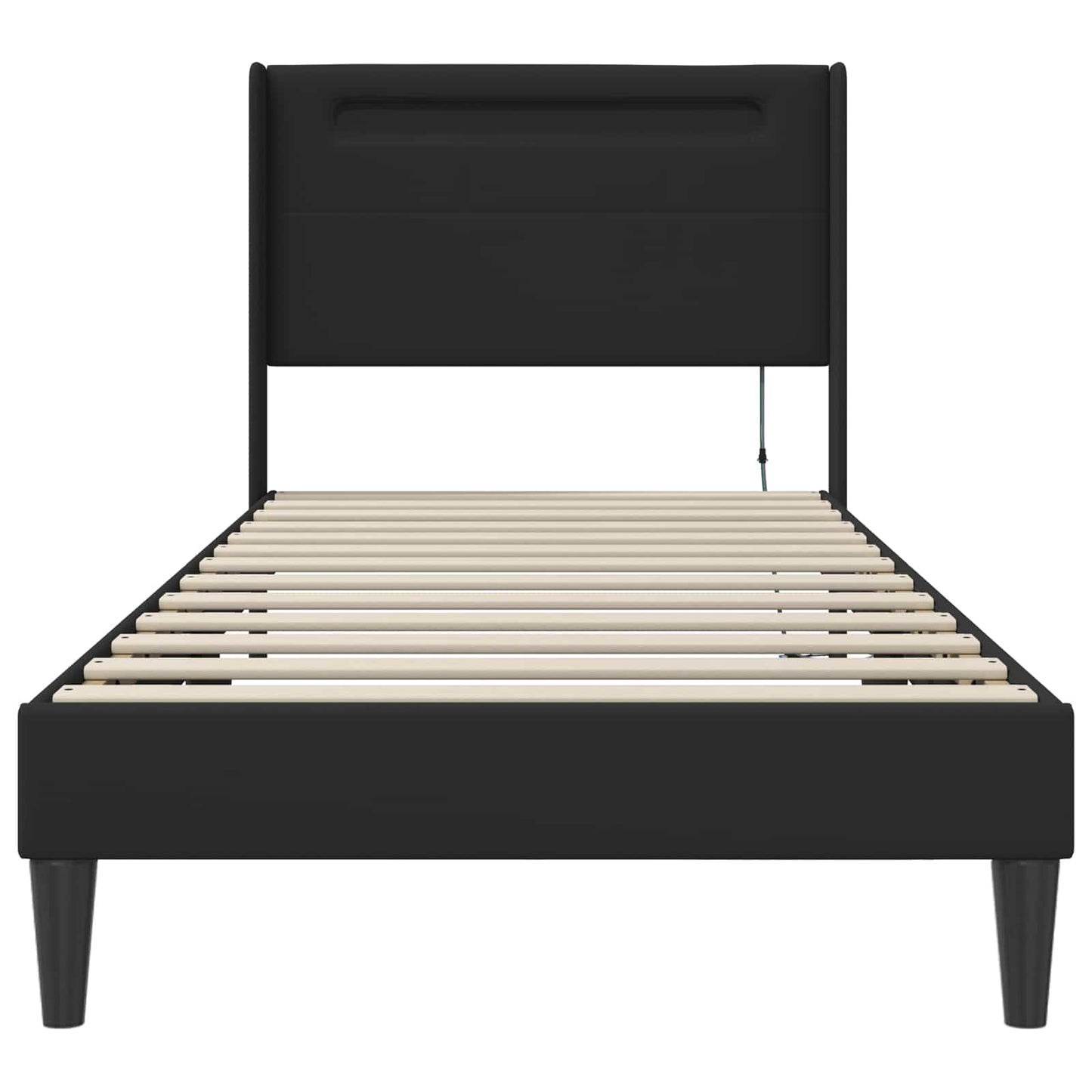 Bed Frame with LED Strip Lights Black 90 x 190 cm Faux Leather