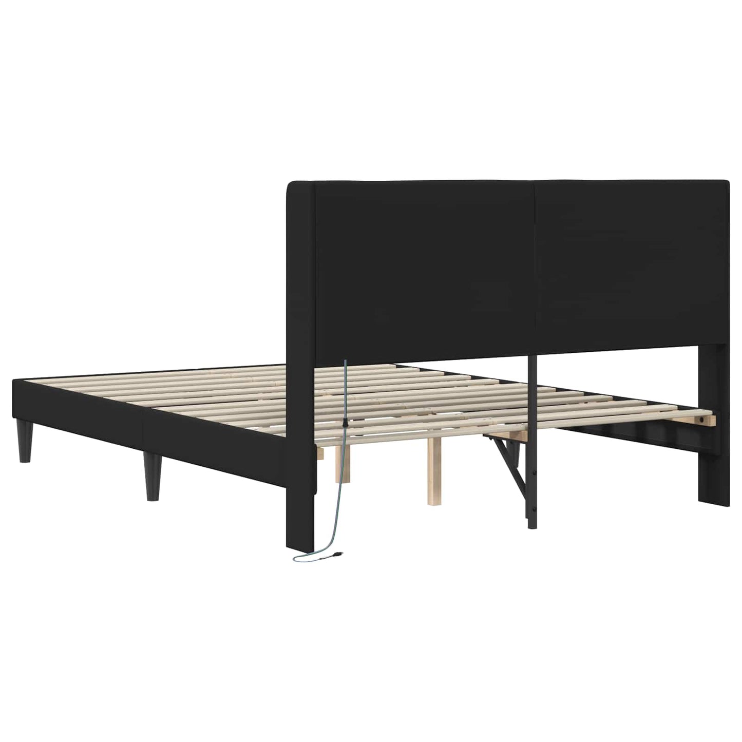 Bed Frame with LED Strip Lights Black 135 x 190 cm Faux Leather