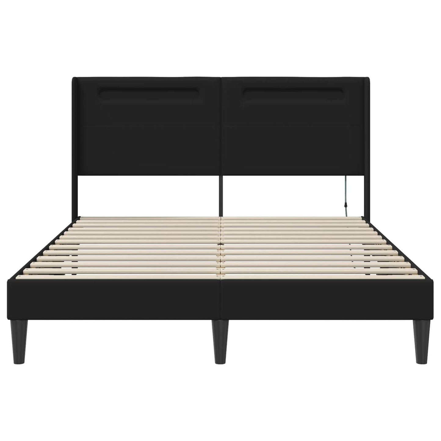 Bed Frame with LED Strip Lights Black 135 x 190 cm Faux Leather