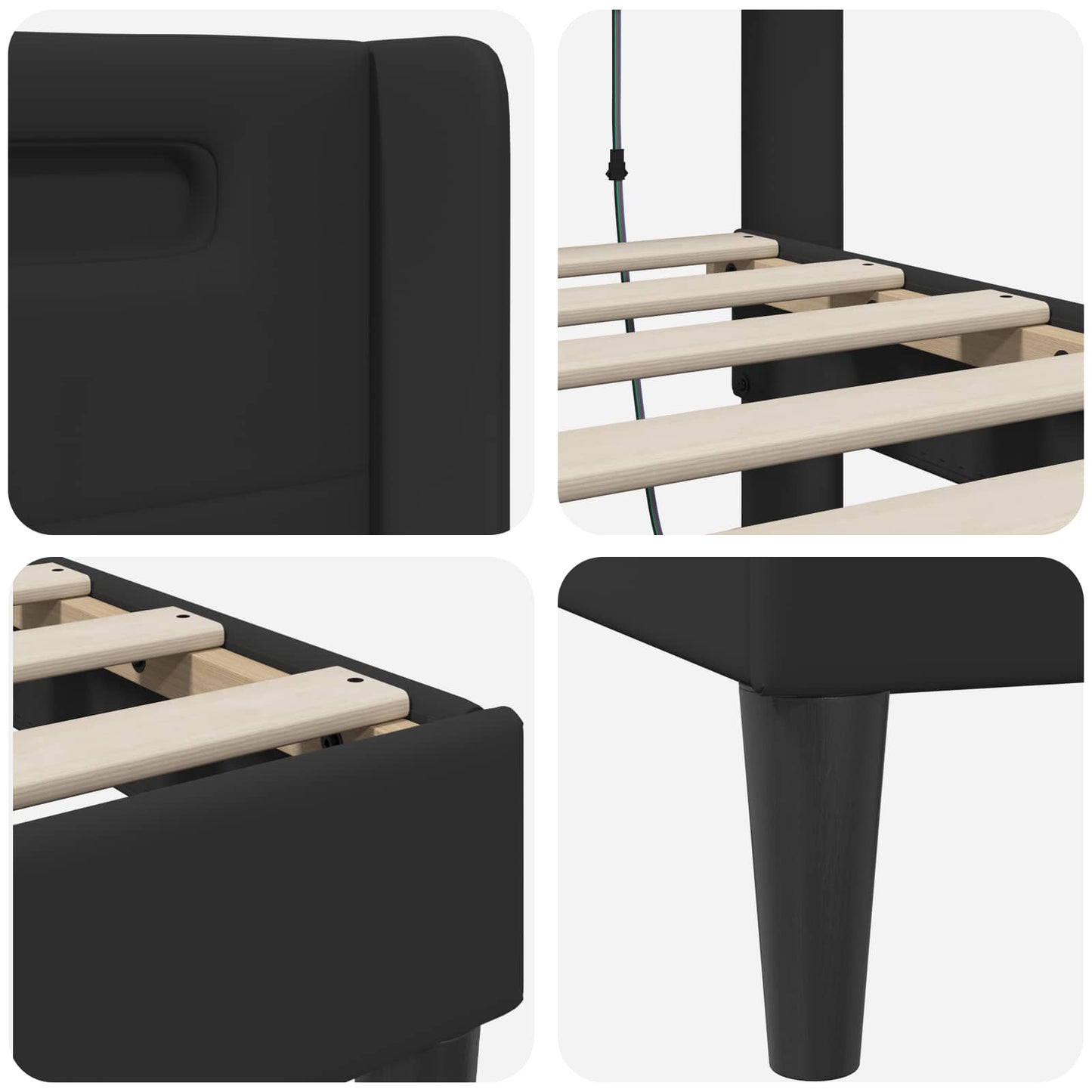 Bed Frame with LED Strip Lights Black 180 x 200 cm Faux Leather