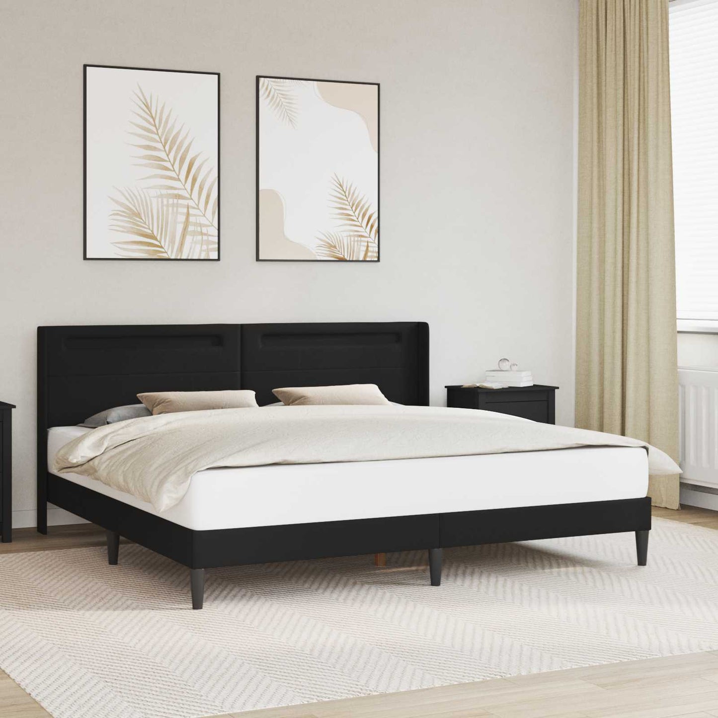 Bed Frame with LED Strip Lights Black 180 x 200 cm Faux Leather