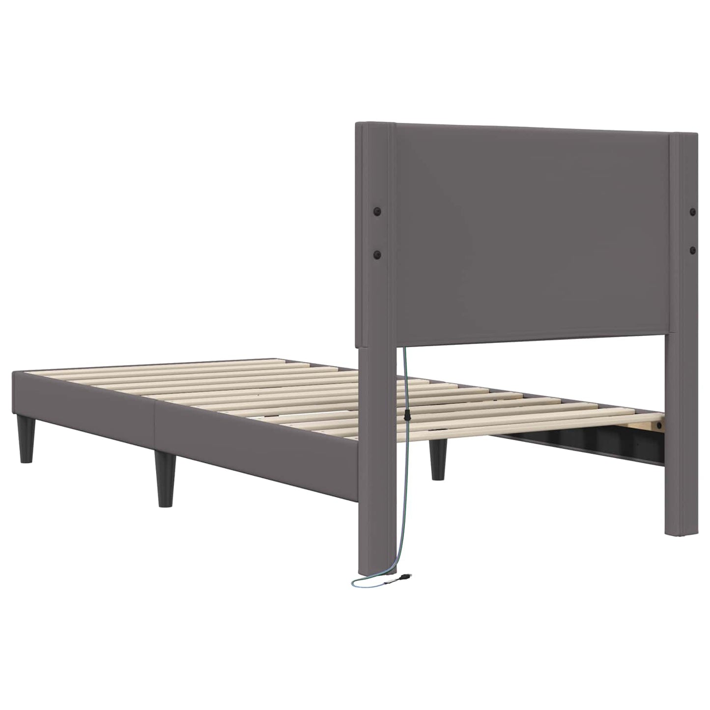 Bed Frame with LED Strip Lights Grey 90 x 190 cm Faux Leather