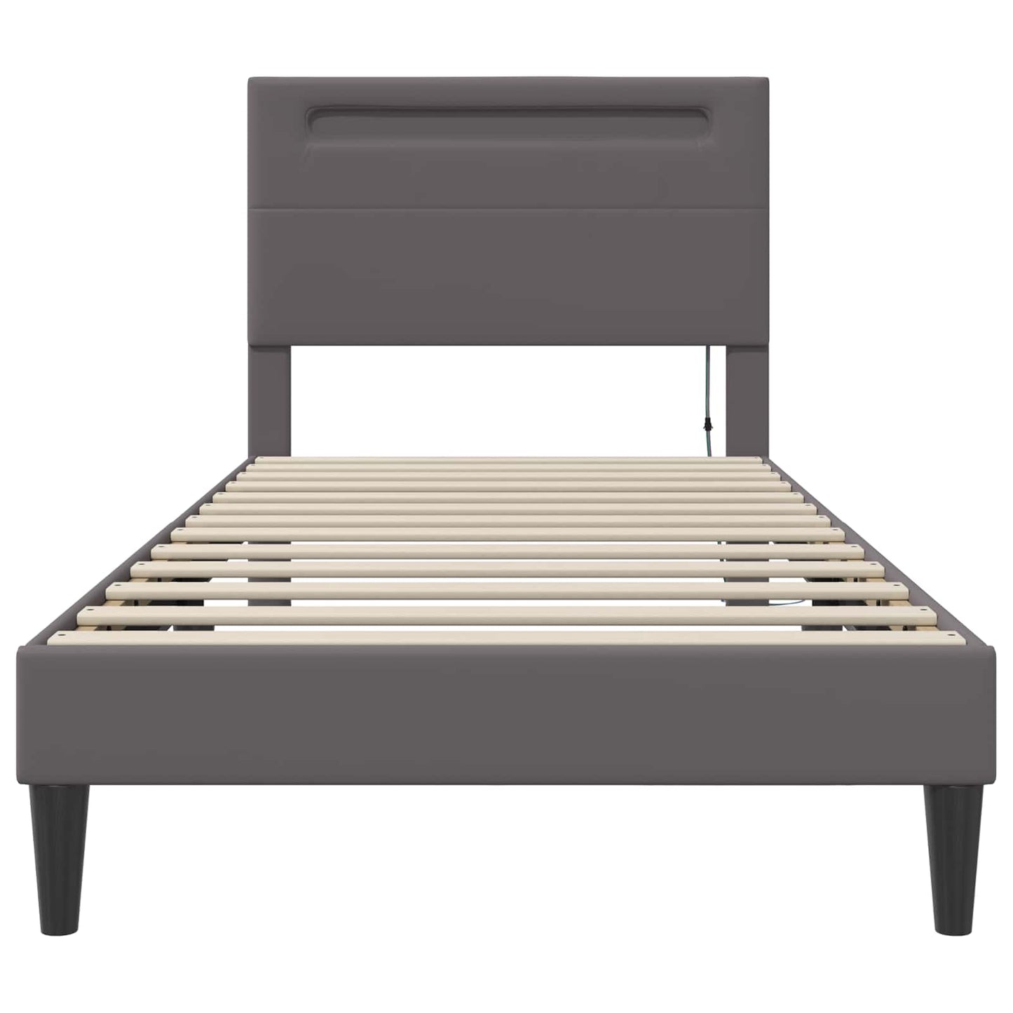 Bed Frame with LED Strip Lights Grey 90 x 190 cm Faux Leather