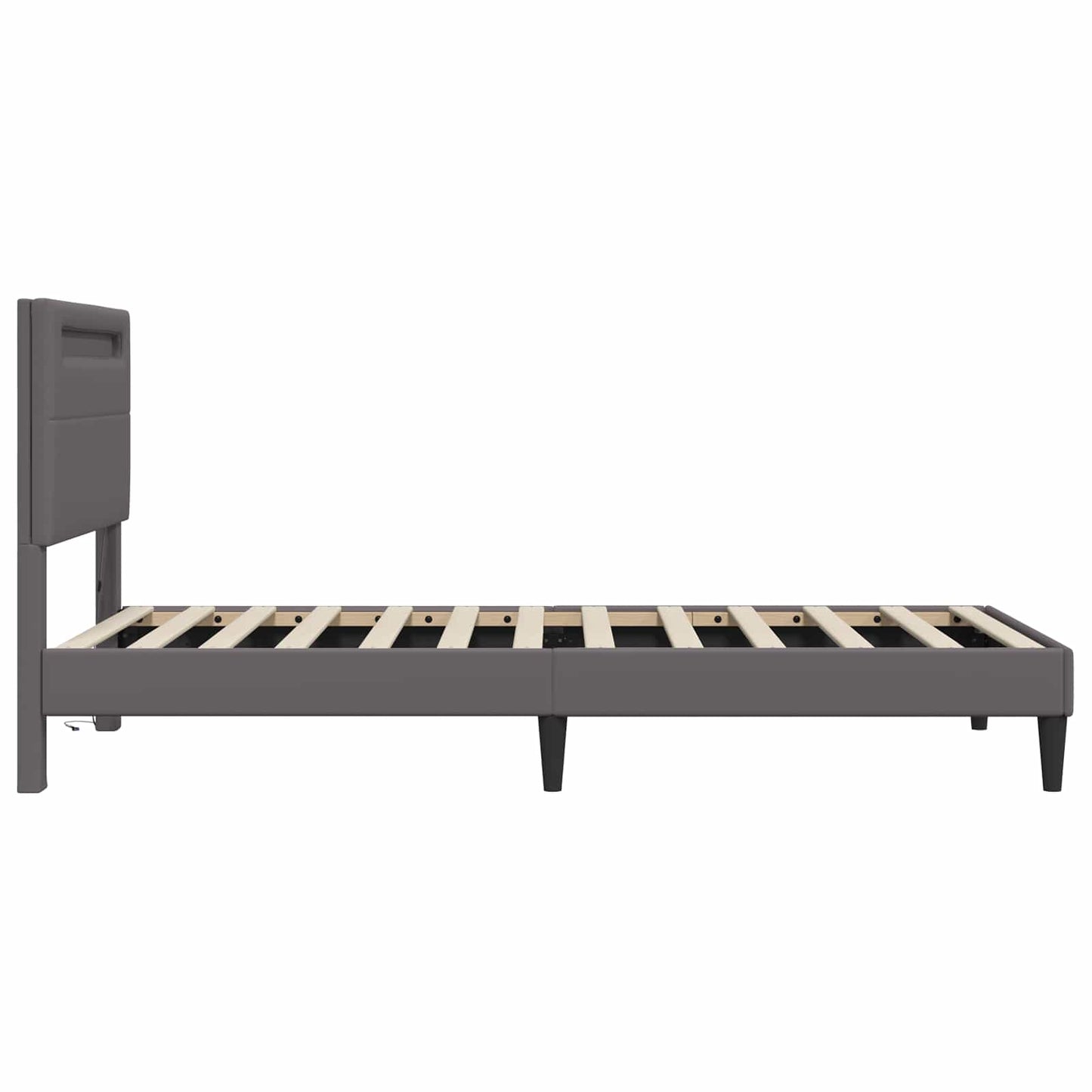 Bed Frame with LED Strip Lights Grey 90 x 190 cm Faux Leather