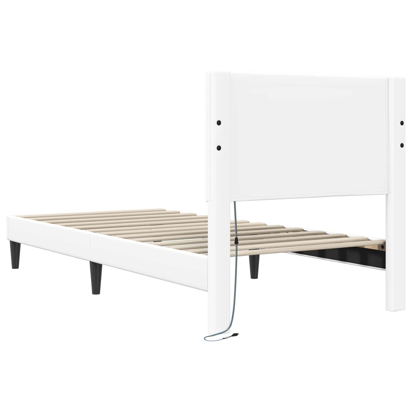 Bed Frame with LED Strip Lights White 90 x 190 cm Faux Leather