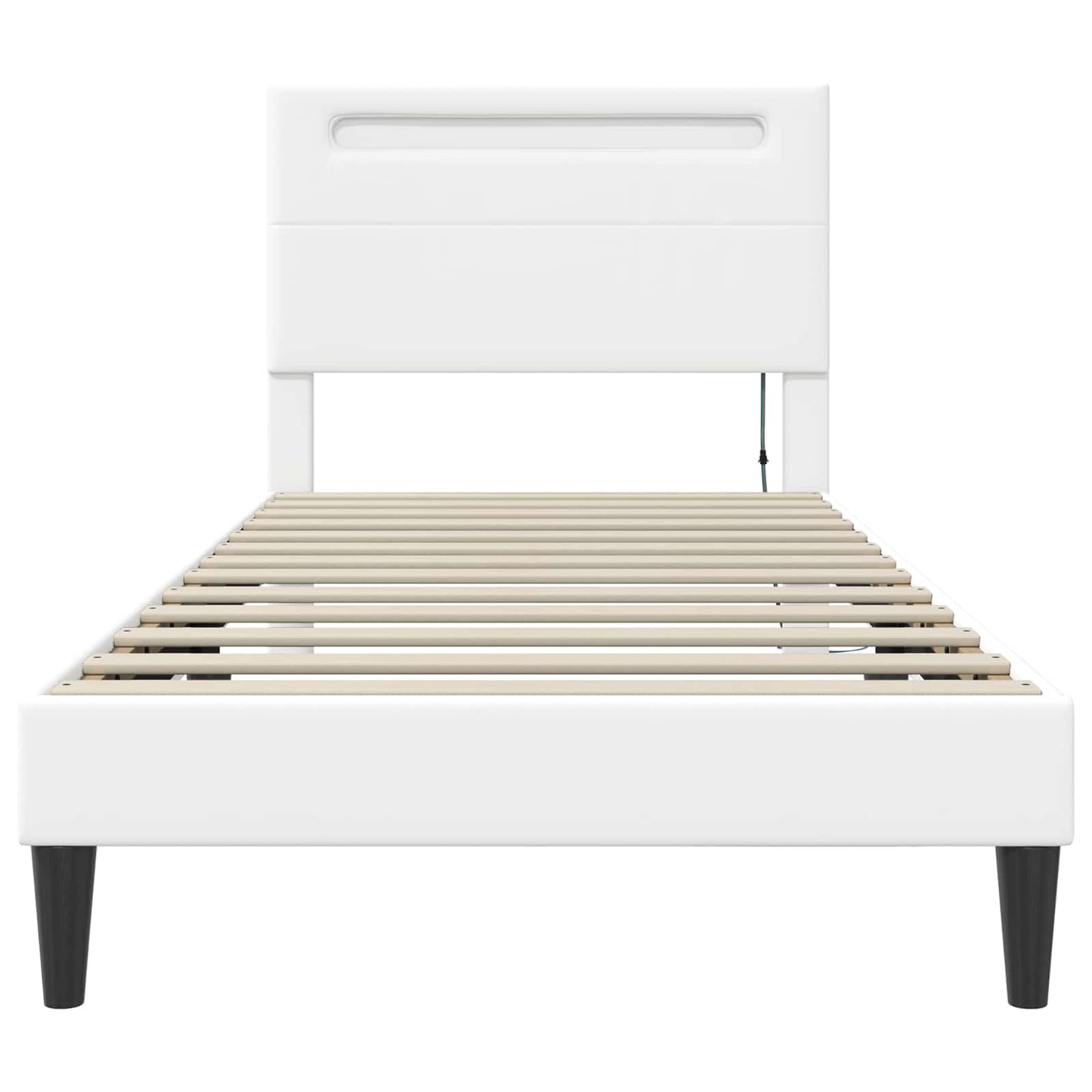 Bed Frame with LED Strip Lights White 90 x 190 cm Faux Leather