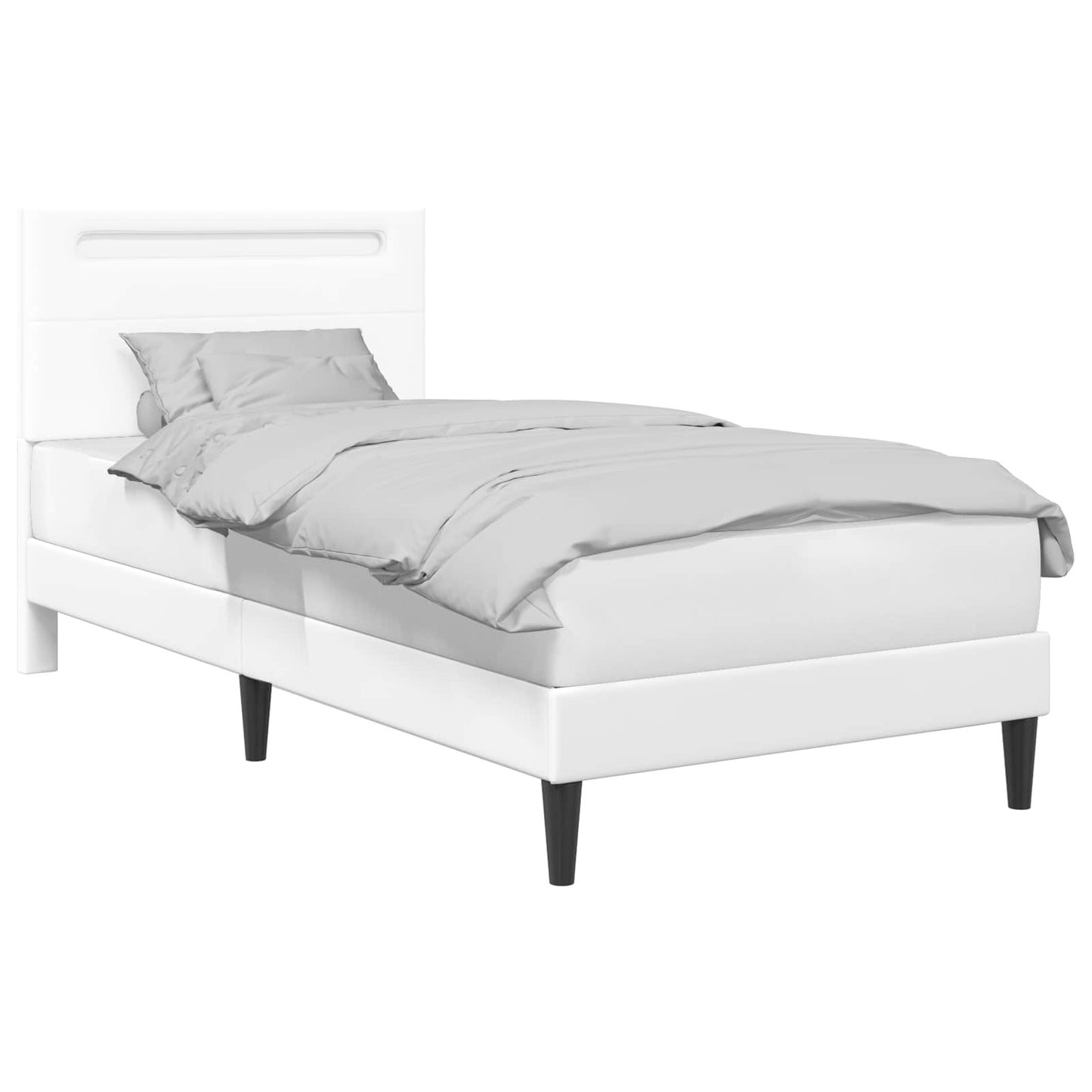 Bed Frame with LED Strip Lights White 90 x 190 cm Faux Leather