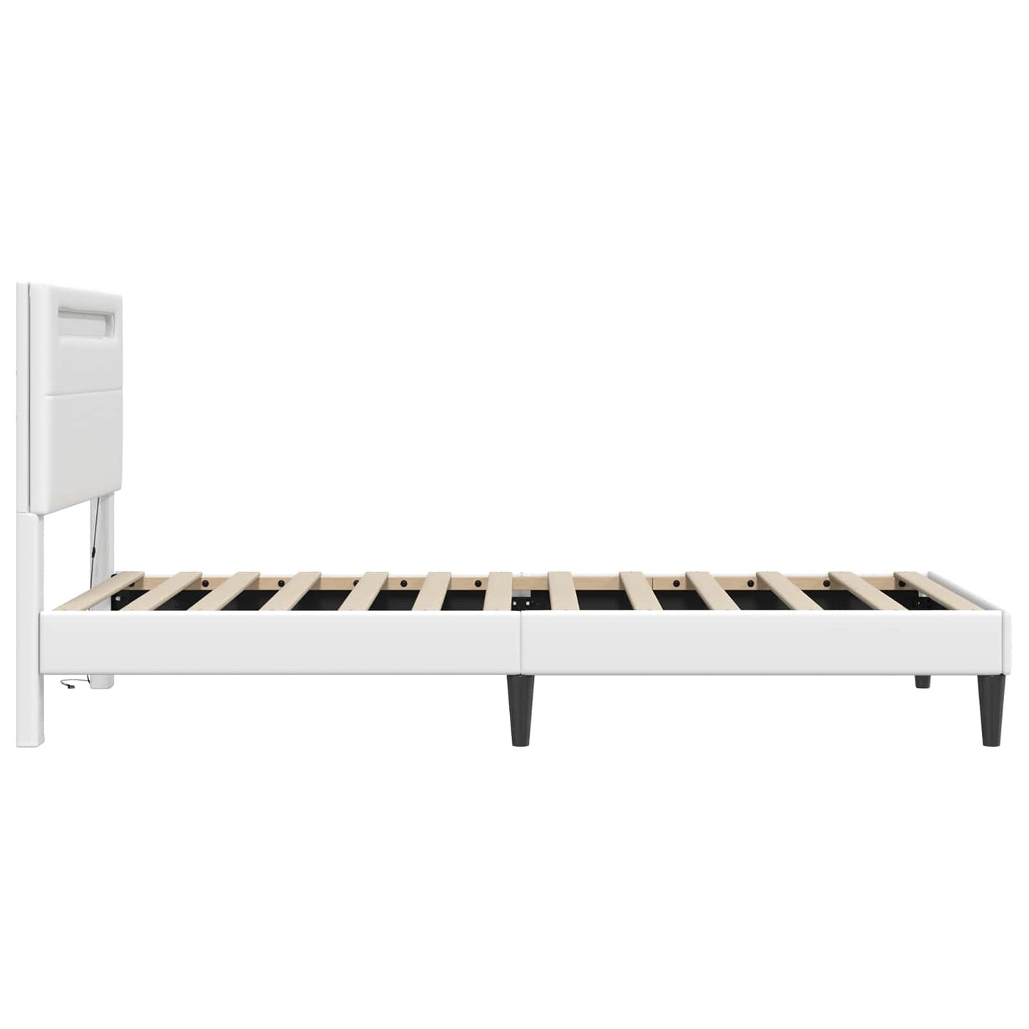 Bed Frame with LED Strip Lights White 90 x 190 cm Faux Leather