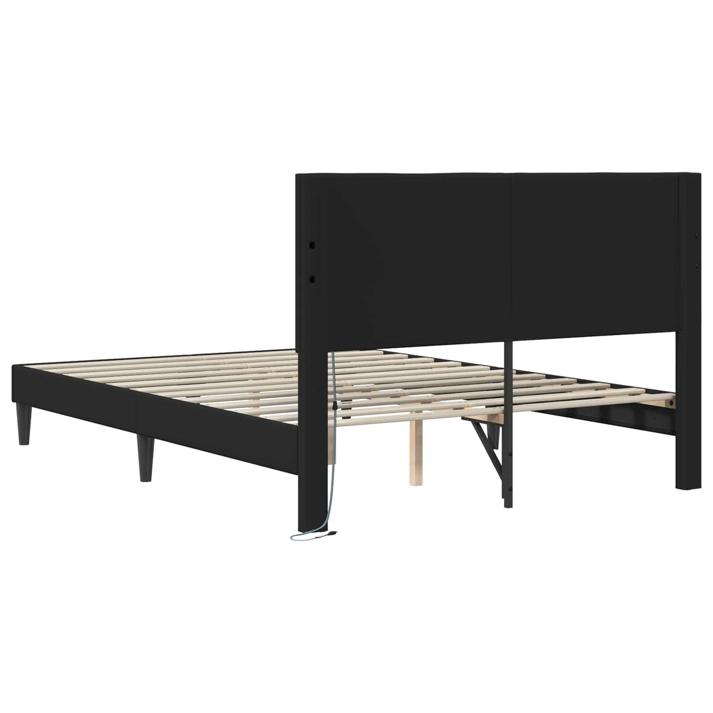 Bed Frame with LED Strip Lights Black 135 x 190 cm Faux Leather