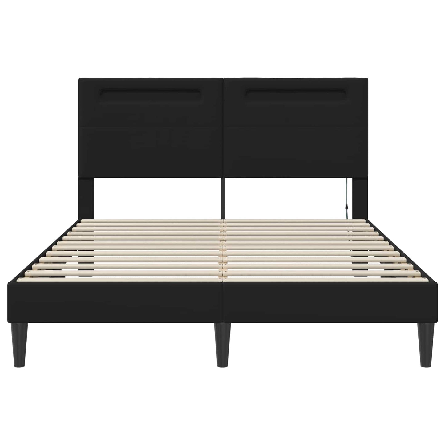 Bed Frame with LED Strip Lights Black 135 x 190 cm Faux Leather