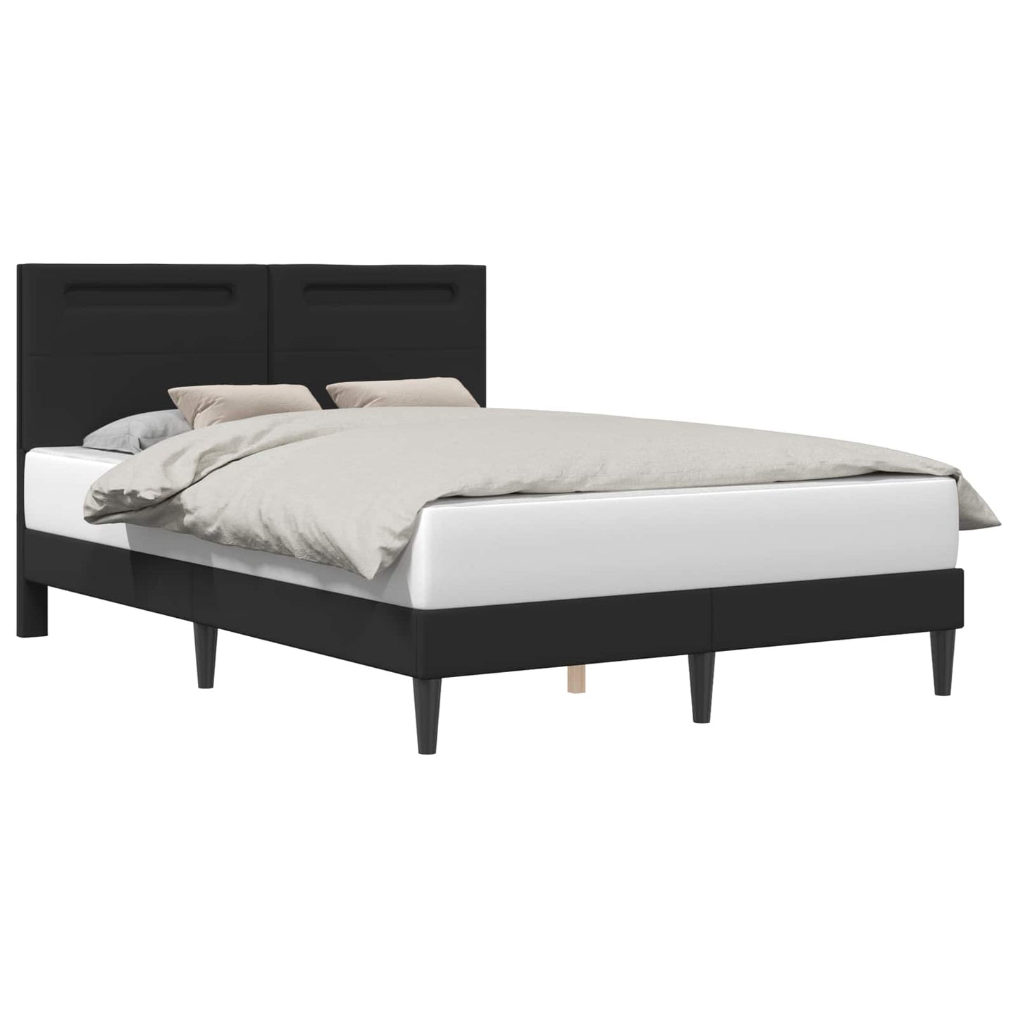 Bed Frame with LED Strip Lights Black 135 x 190 cm Faux Leather
